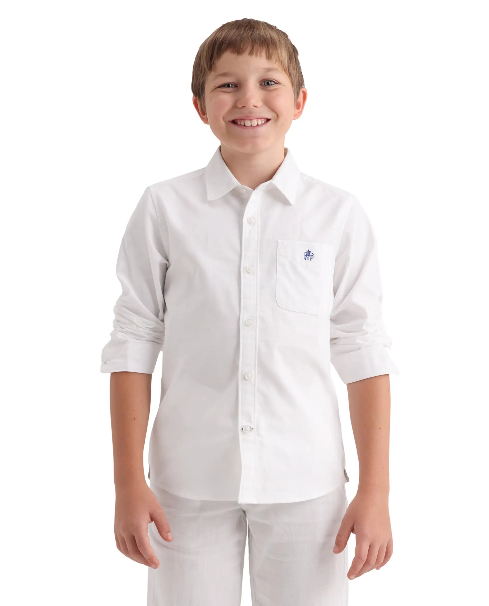 Rare Ones Kids Jacos-26 White Cotton Fabric Button Closure Regular Fit Shirt