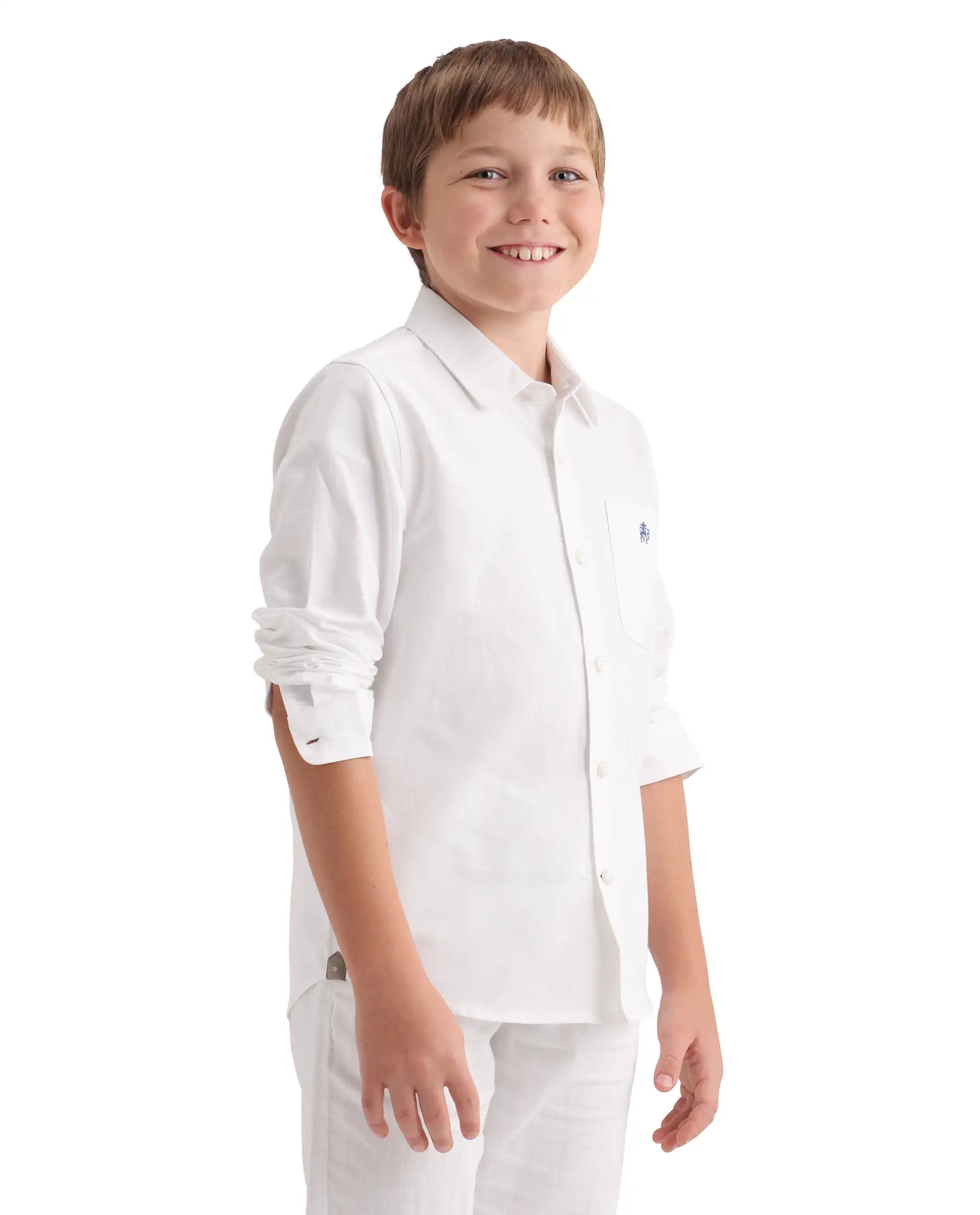 Rare Ones Kids Jacos-26 White Cotton Fabric Button Closure Regular Fit Shirt