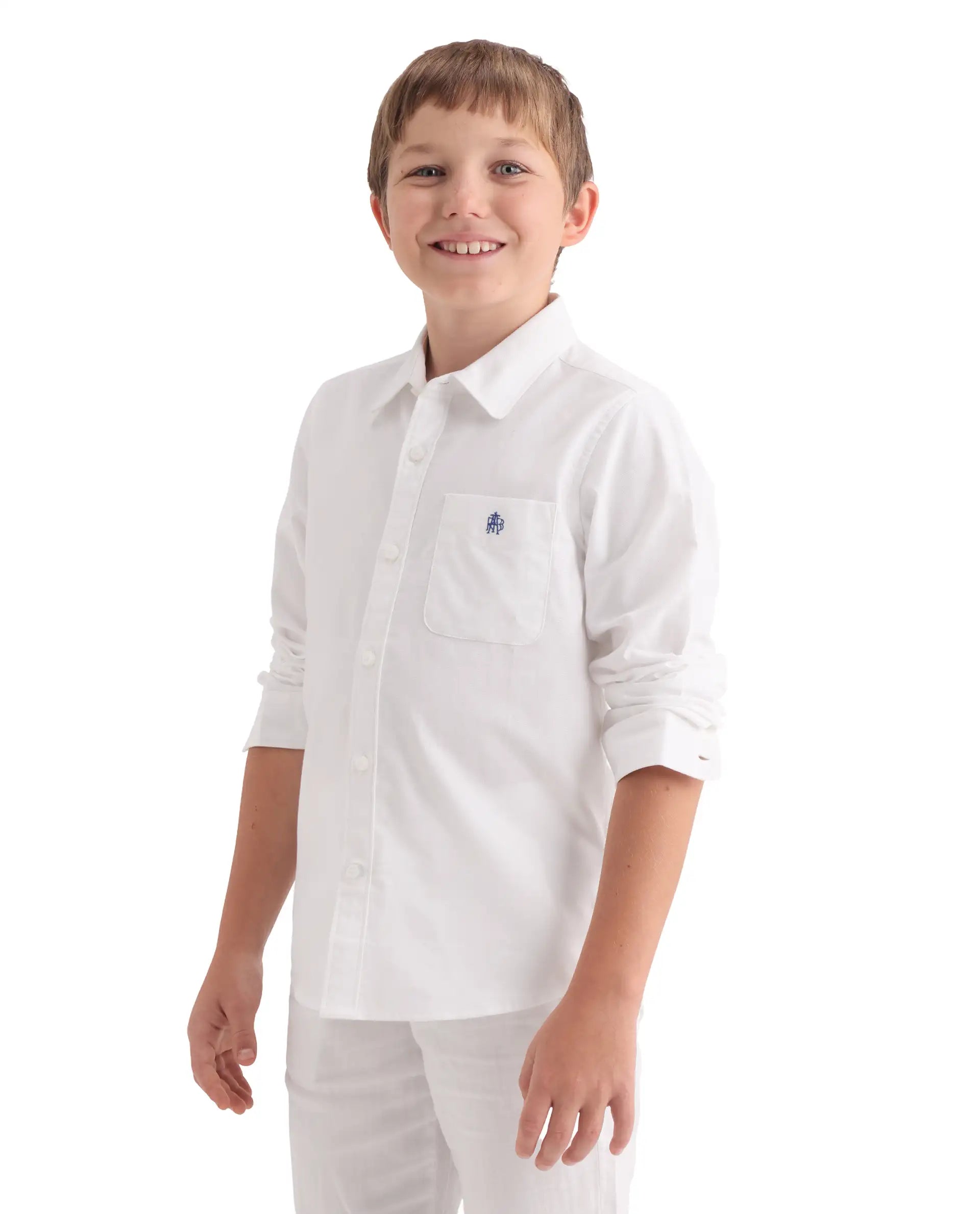 Rare Ones Kids Jacos-26 White Cotton Fabric Button Closure Regular Fit Shirt