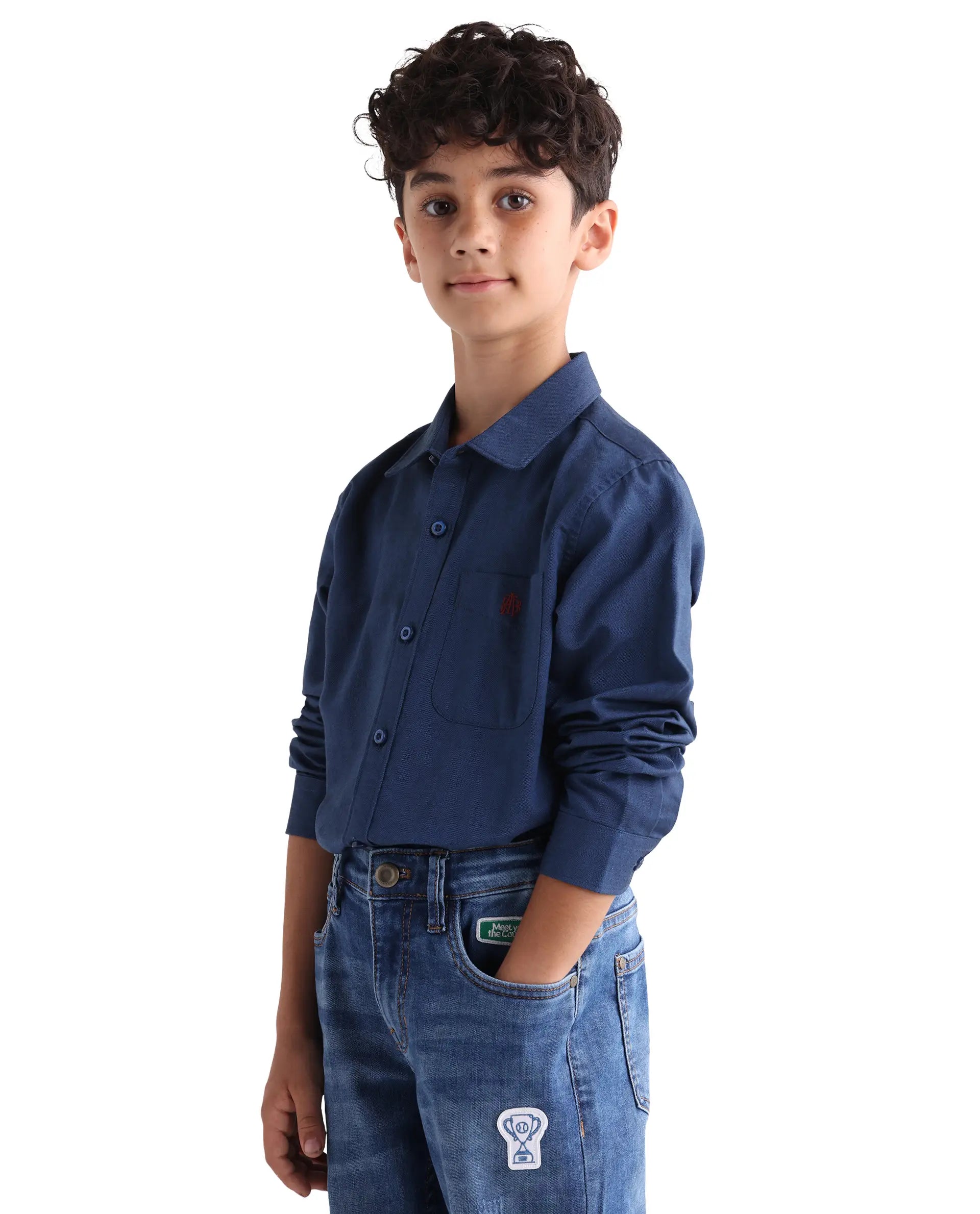 Rare Ones Kids Jacos-26 Blue Cotton Button Closure Regular Fit Shirt