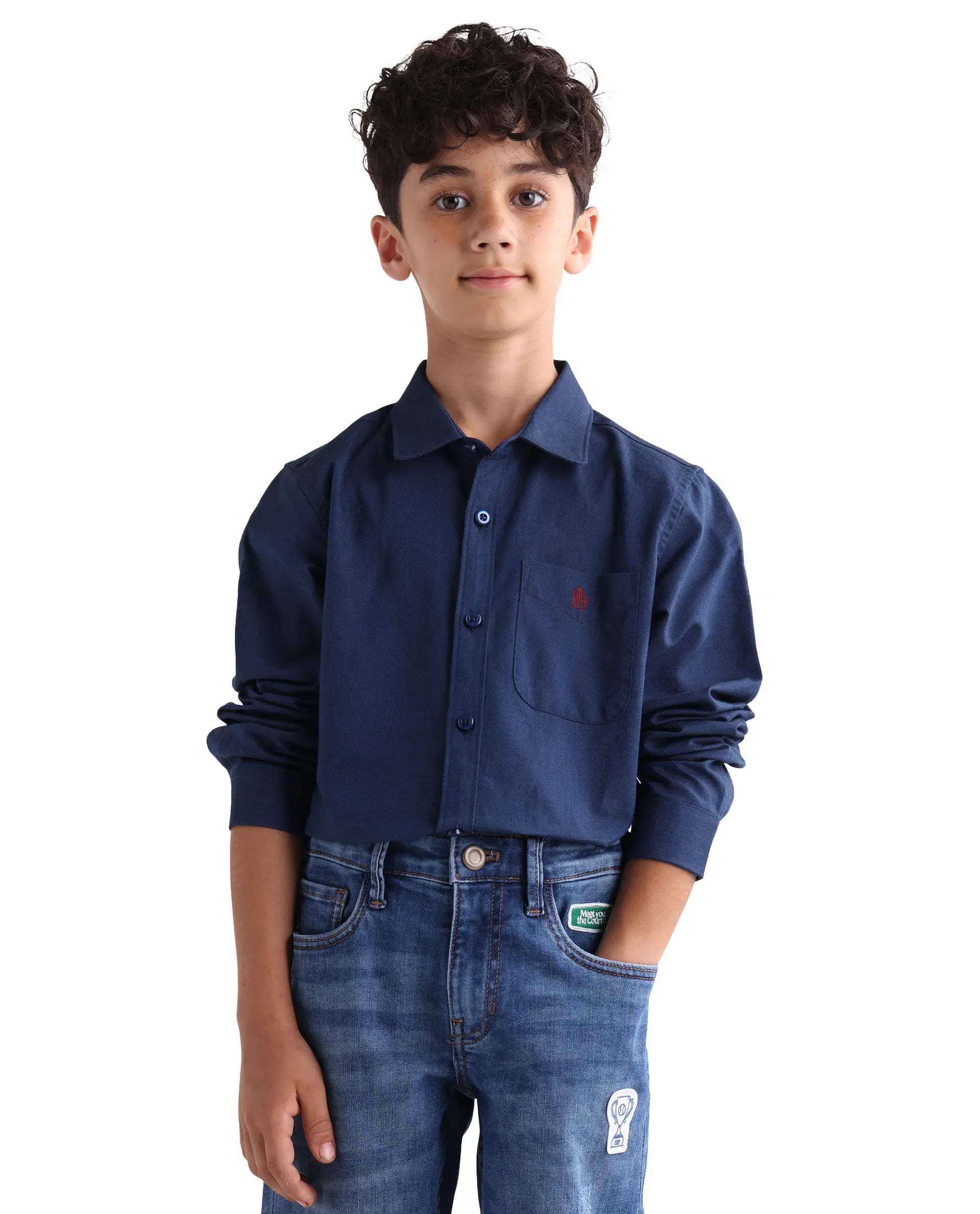 Rare Ones Kids Jacos-26 Blue Cotton Button Closure Regular Fit Shirt