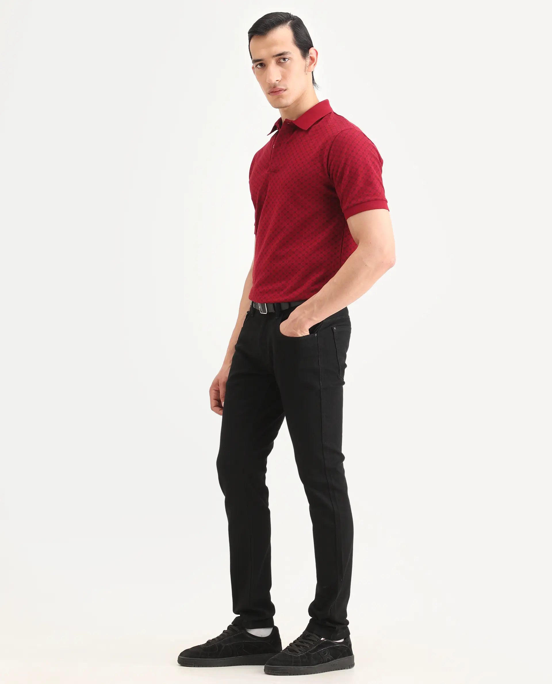 Rare Rabbit Men's Fiz Bh Black Cotton Blend Fabric Hawk Slim Plain Jeans