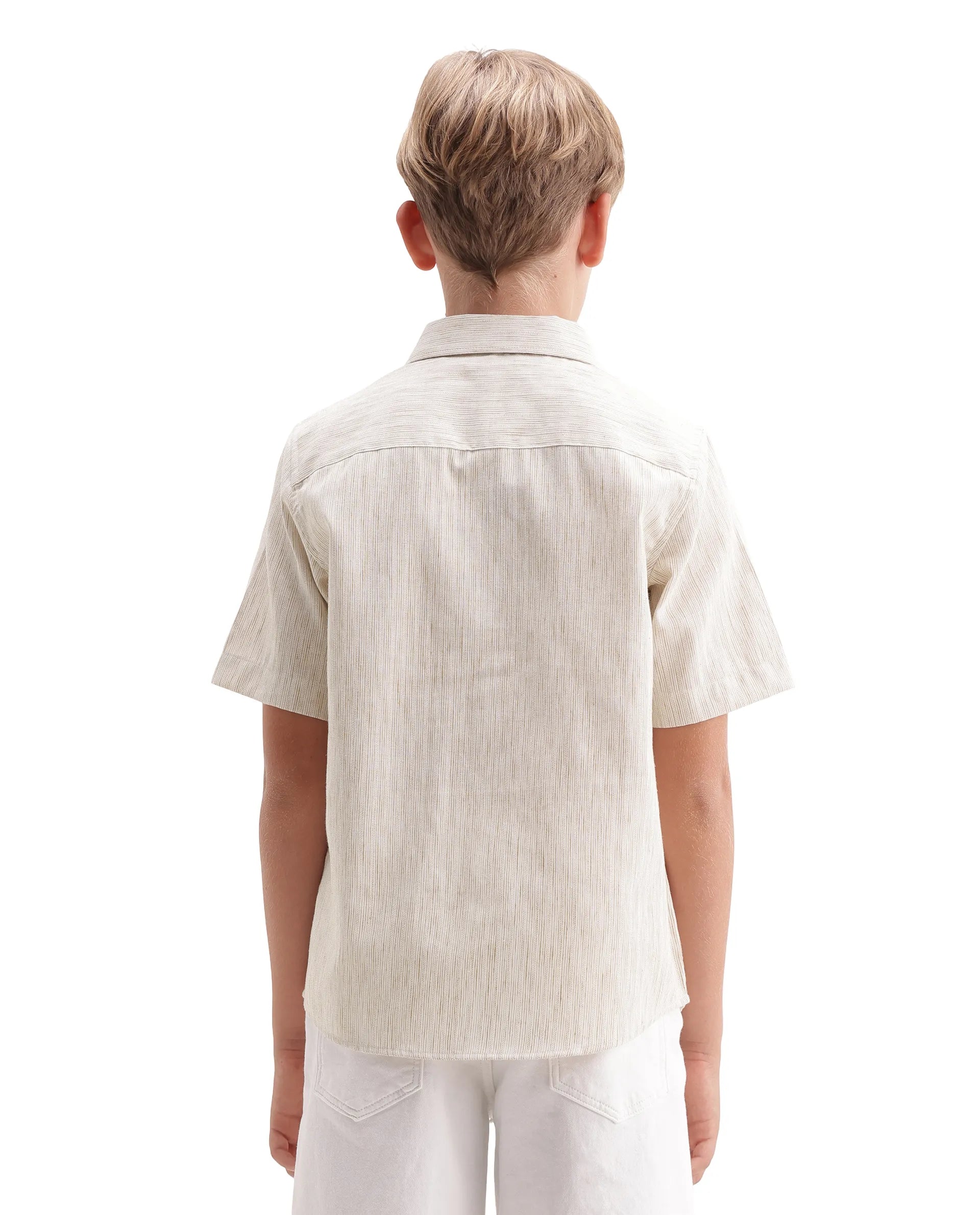 Rare Ones Kids Nobil Light Beige Linen Blend Button Closure Regular Fit Shirt