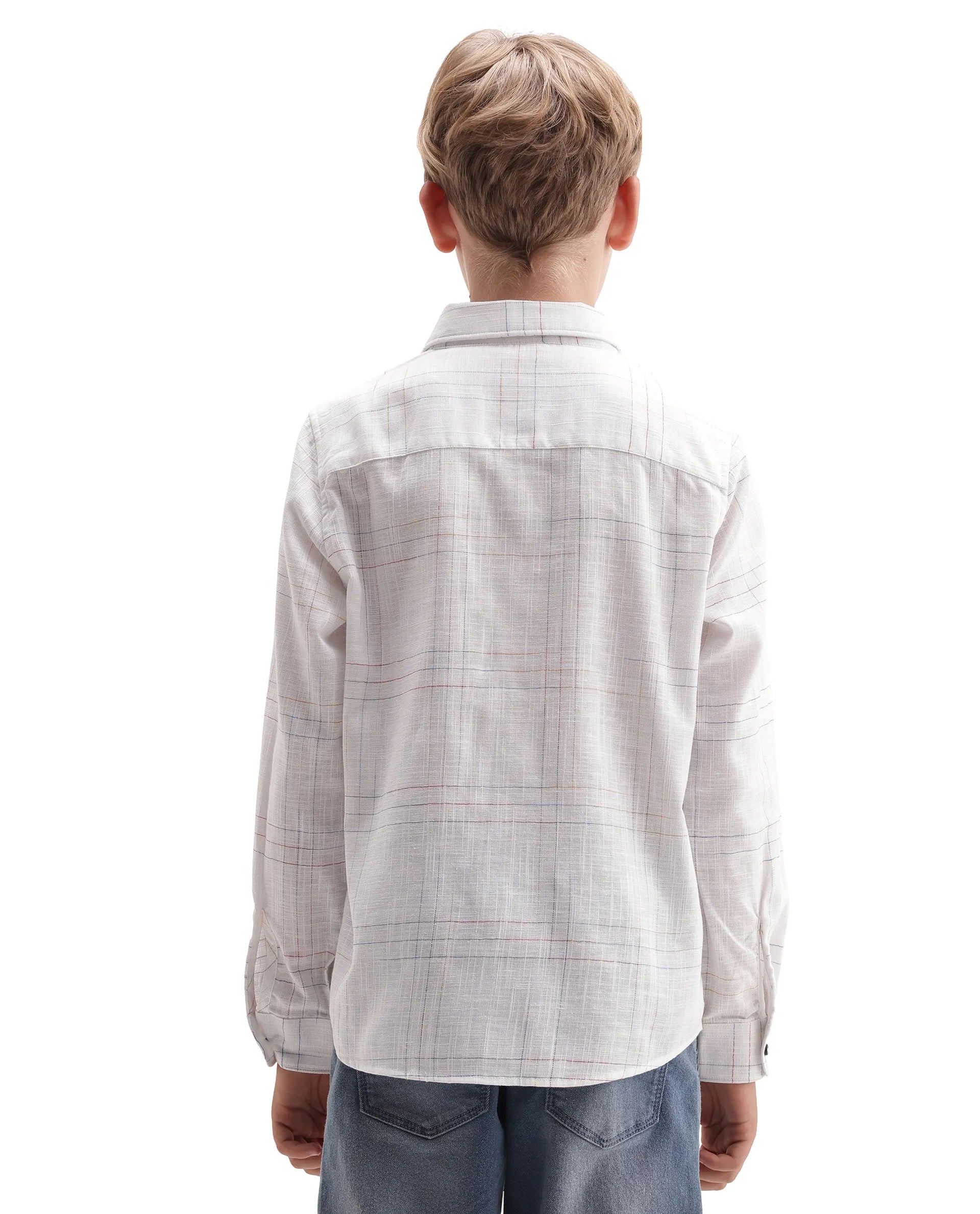 Rare Ones Kids Volc Off White Cotton Blend Button Closure Regular Fit Shirt