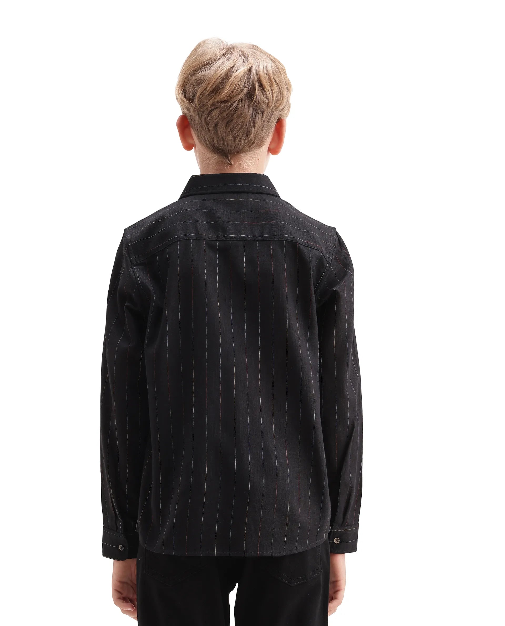 Rare Ones Kids Volc Black Lyocell Blend Button Closure Regular Fit Shirt
