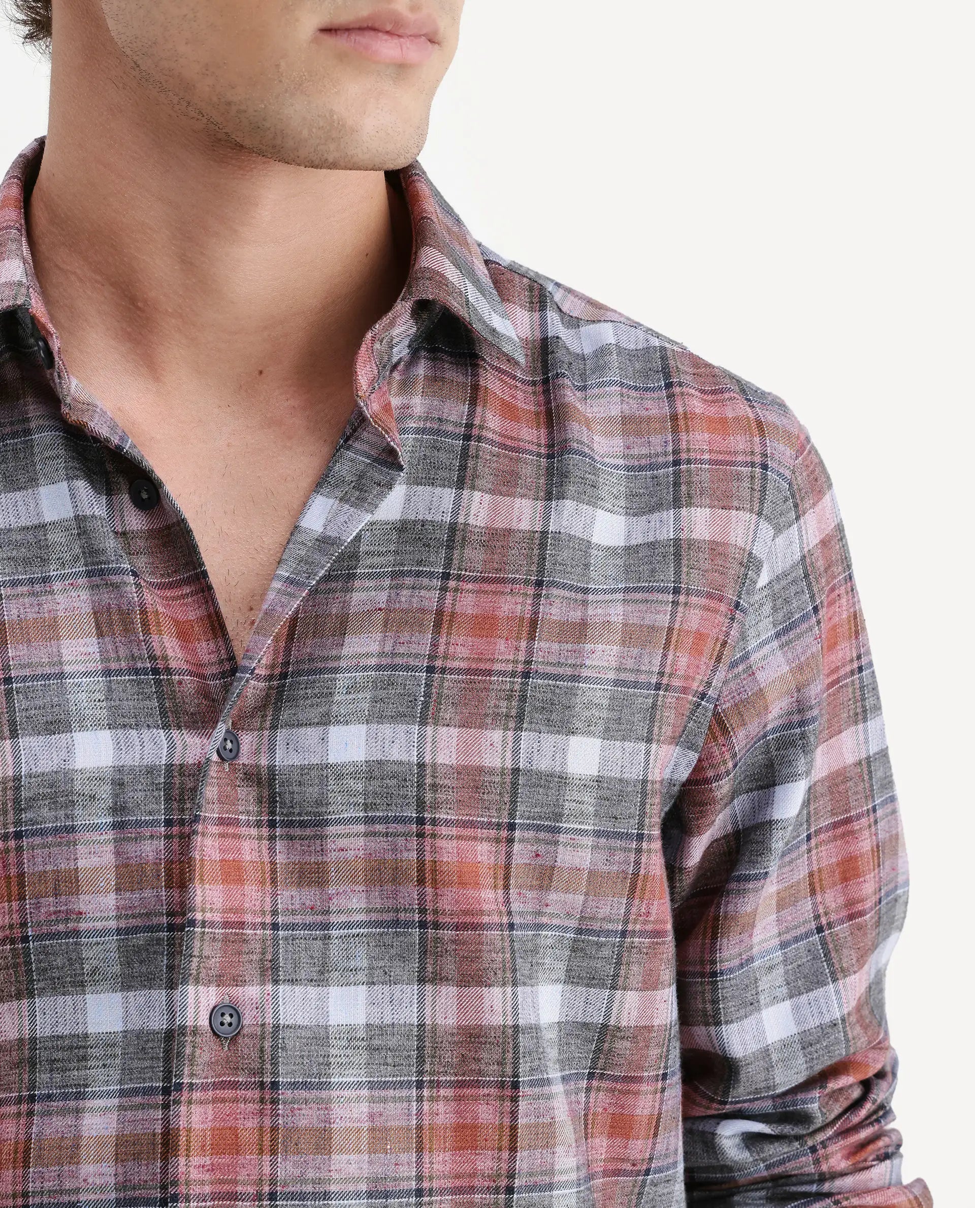 Rare Rabbit Men's Hood Red Cotton Blend Fabric Full Sleeve Collared Regular Fit Checked Shirt