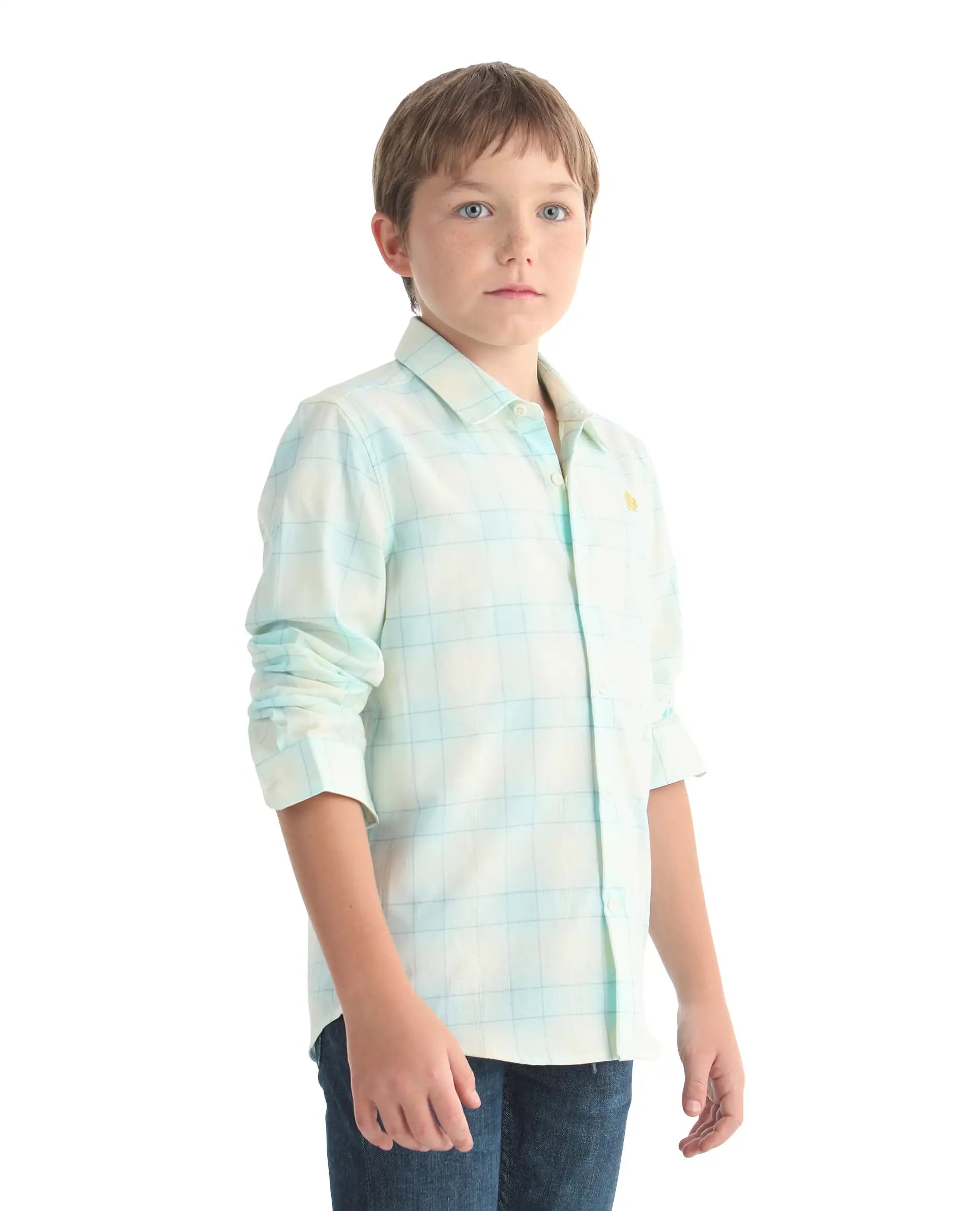 Rare Ones Kids Bryd Light Yellow Cotton Fabric Button Closure Regular Fit Shirt