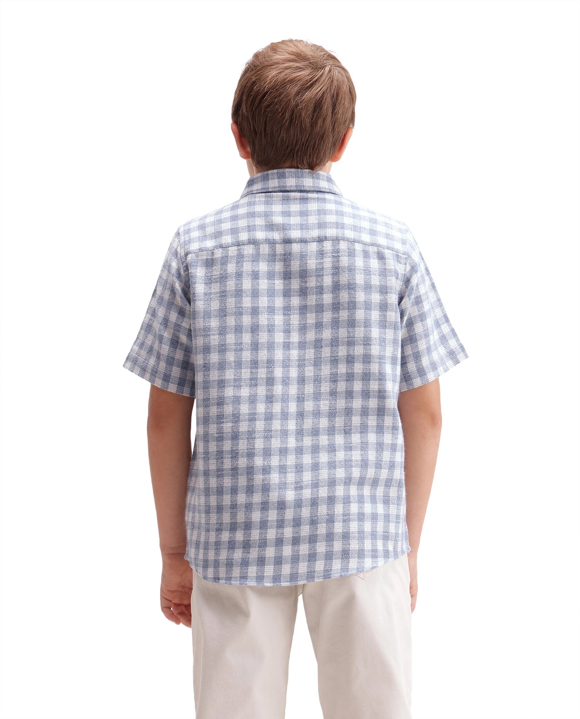 Rare Ones Kids Itel Dusky Blue Cotton Fabric Button Closure Regular Fit Shirt