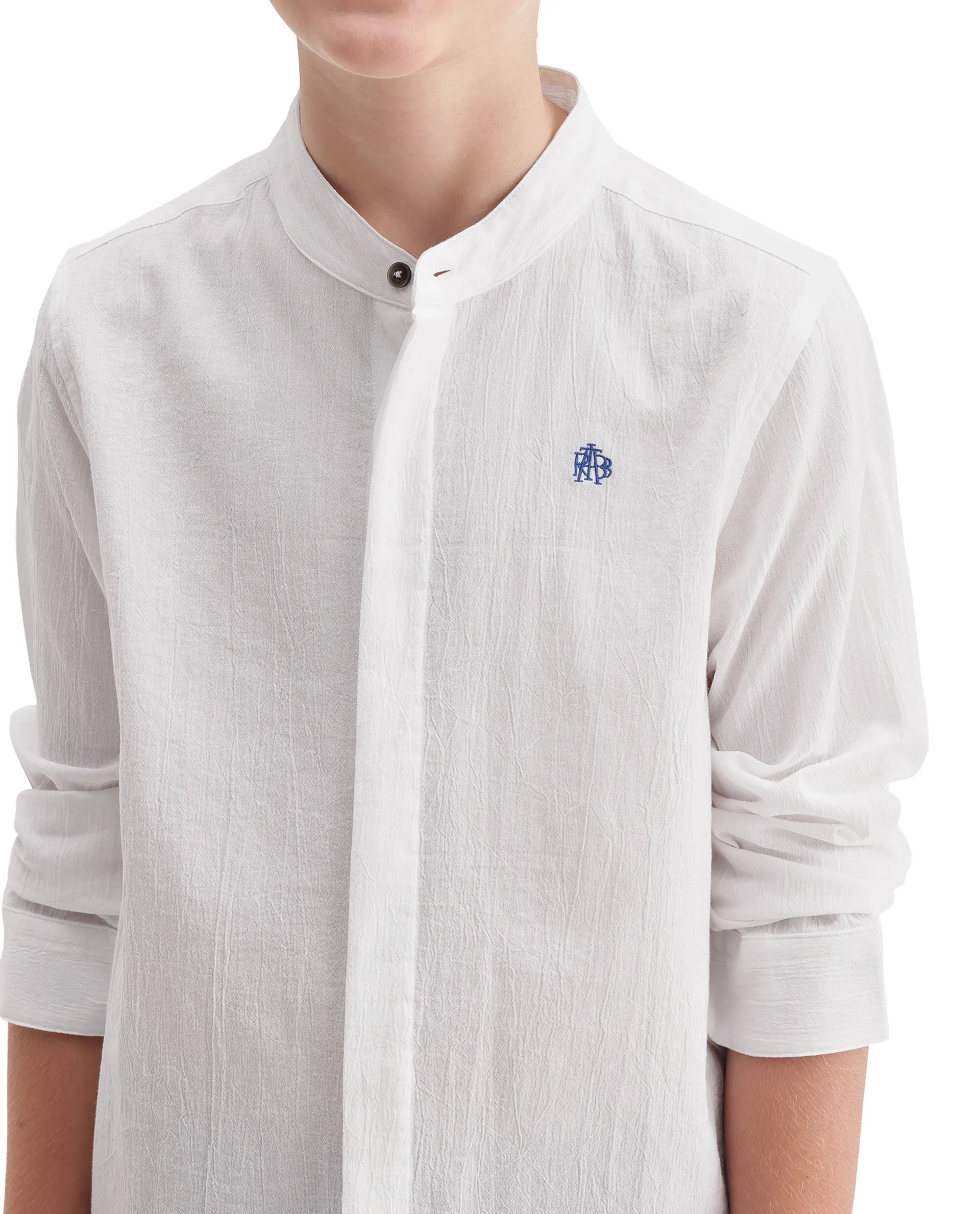 Rare Ones Kids Clin White Cotton Fabric Button Closure Regular Fit Shirt
