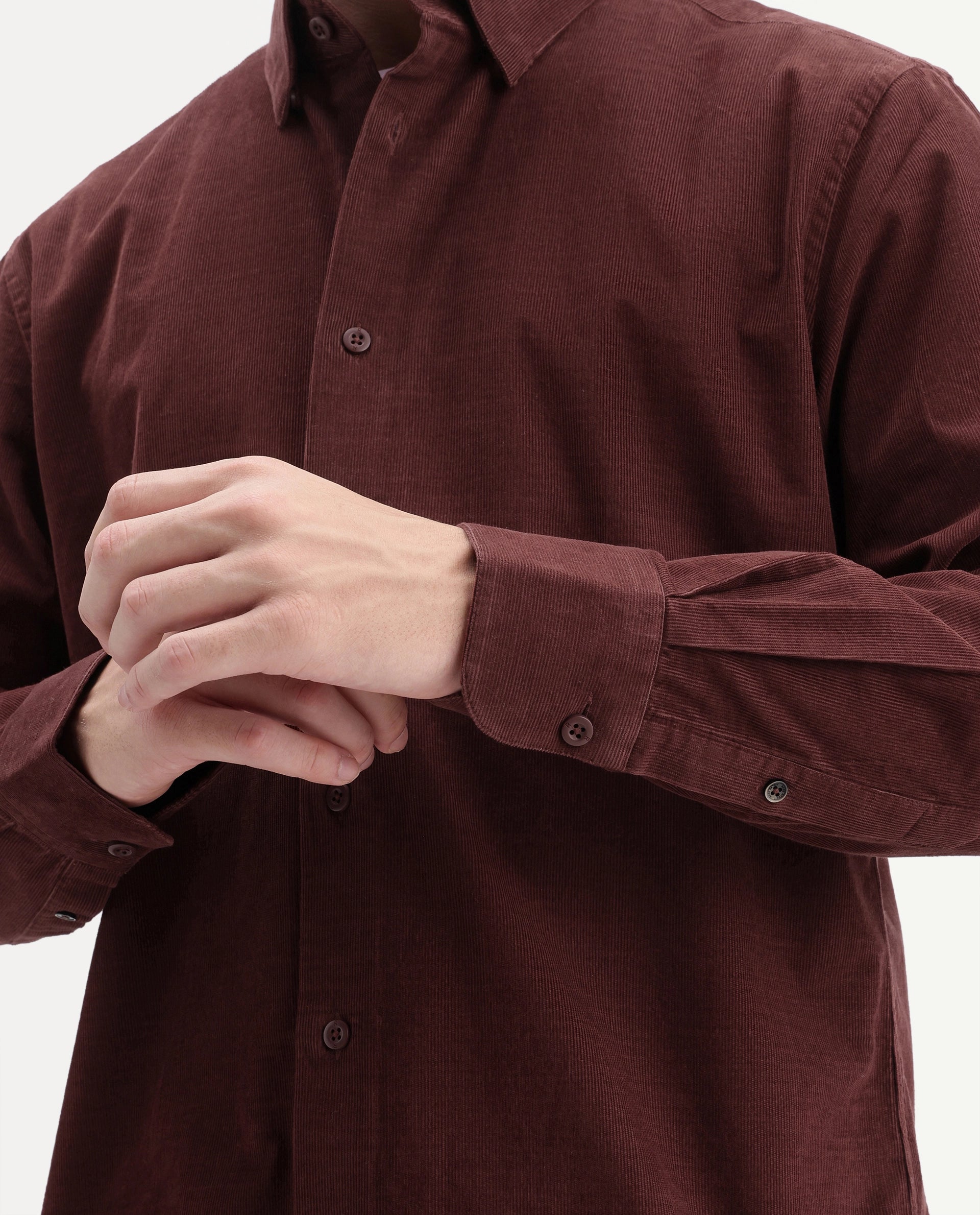 Rare Rabbit Men's Buita-Aw26 Dark Red Cotton Spread Collar Regular Fit Plain Shirt