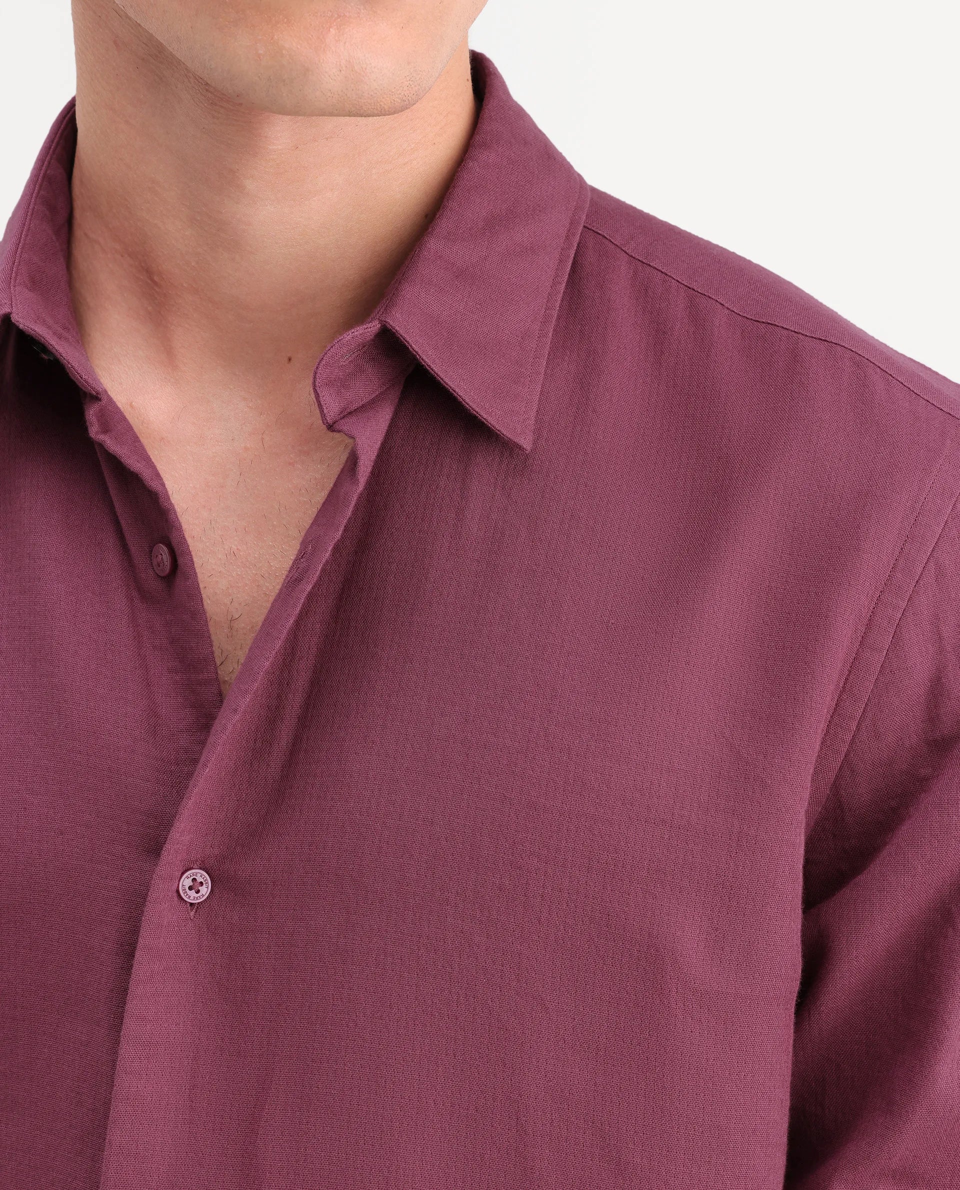 Rare Rabbit Men's Layer-Ls-Aw26 Dusky Pink Cotton Spread Collar Regular Plain Shirt