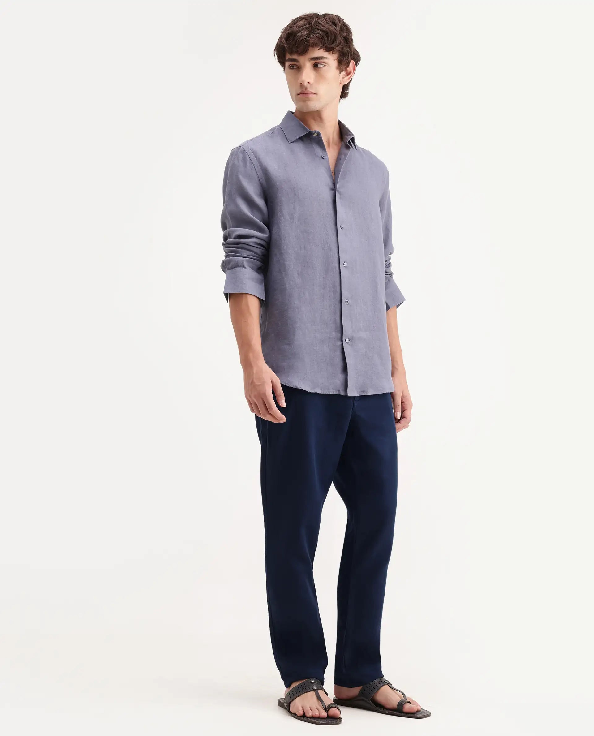 Rare Rabbit Men's Pastor-Aw26 Navy Cotton Fabric Drawstring Closure Regular Fit Plain Trouser