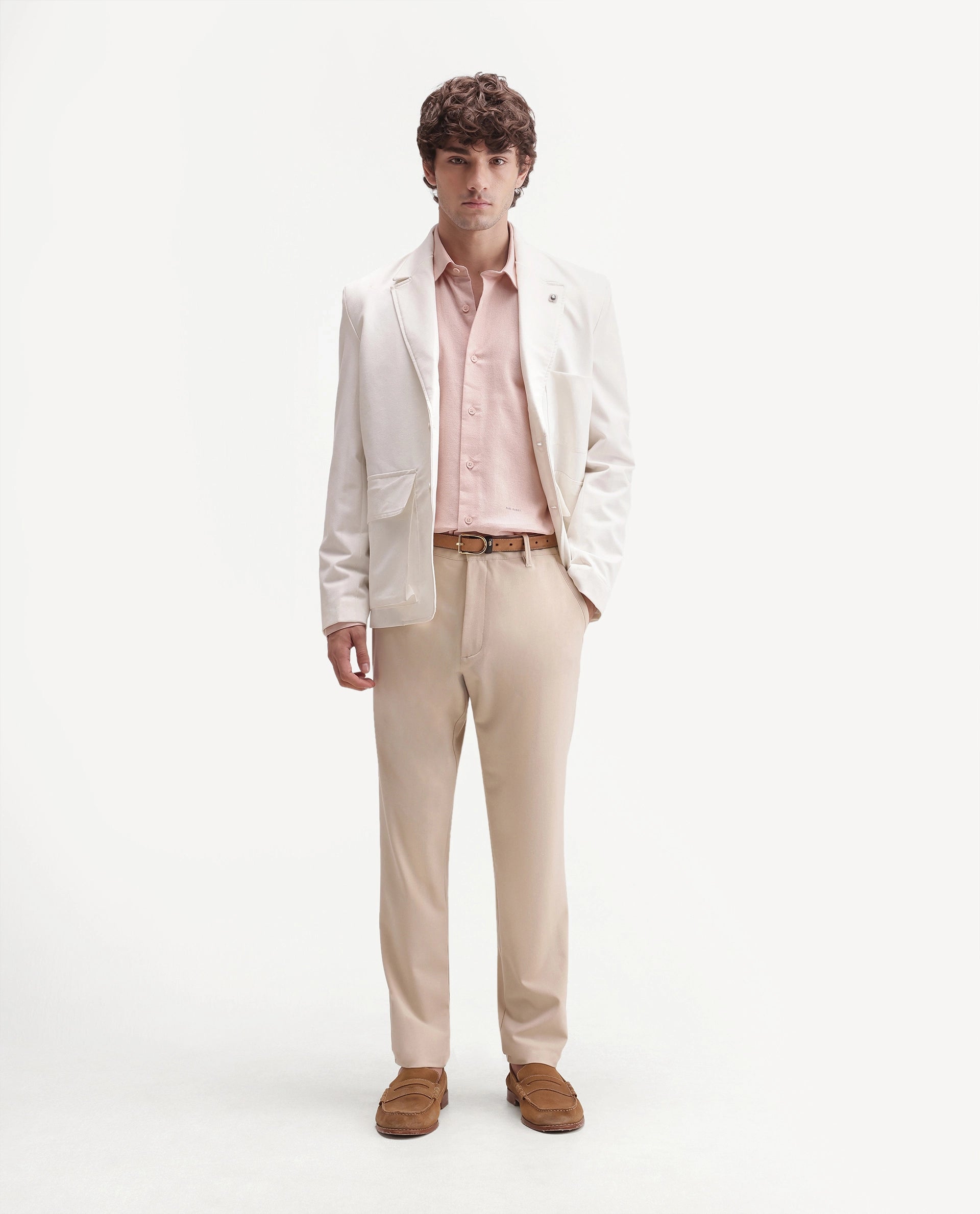 Rare Rabbit Men's Driver-Aw26 Off White Polyester Blend Fabric Regular Fit Plain Trouser