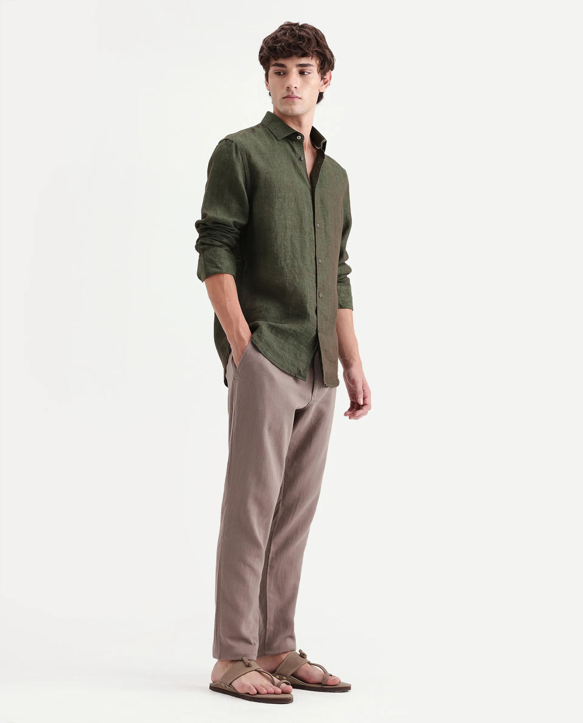 Rare Rabbit Men's Pastor-Aw26 Light Brown Cotton Fabric Drawstring Closure Regular Fit Plain Trouser