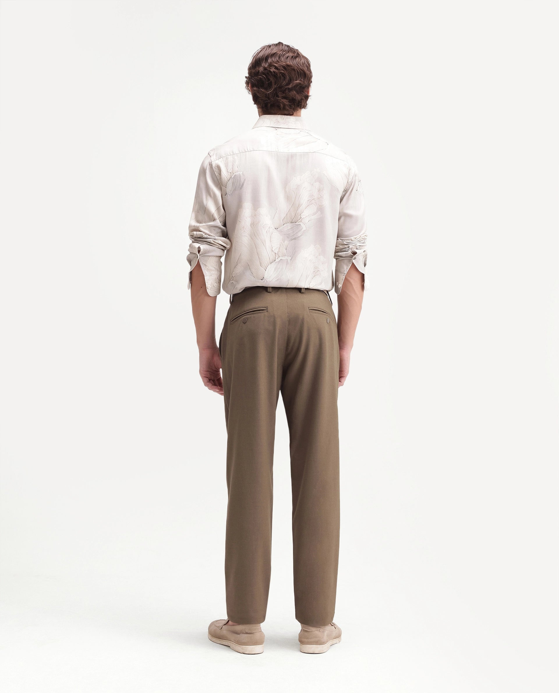 Rare Rabbit Men's Driver-Aw26 Light Khaki Polyester Blend Fabric Regular Fit Plain Trouser