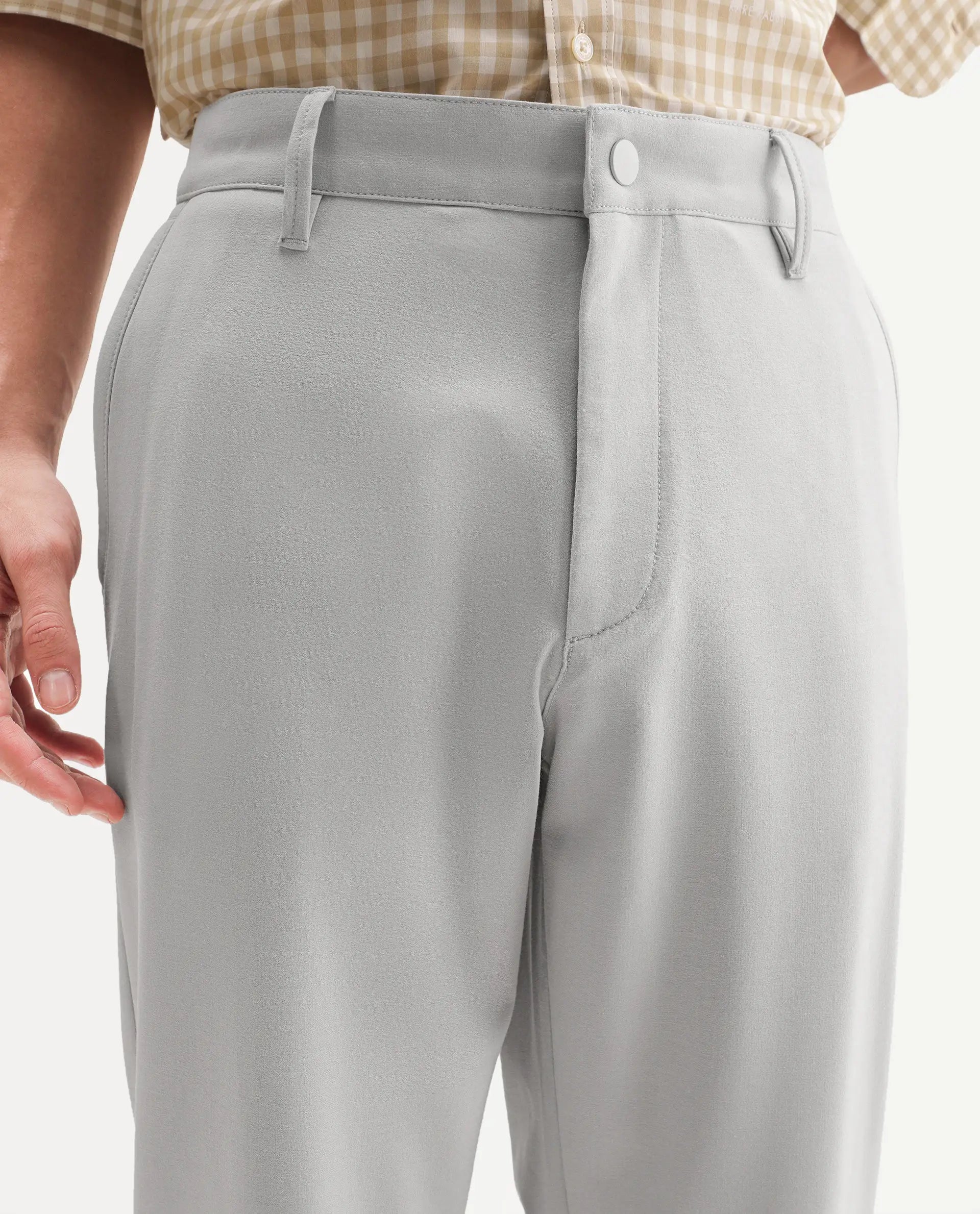 Rare Rabbit Men's Driver-Aw26 Pastel Blue Polyester Blend Fabric Regular Fit Plain Trouser