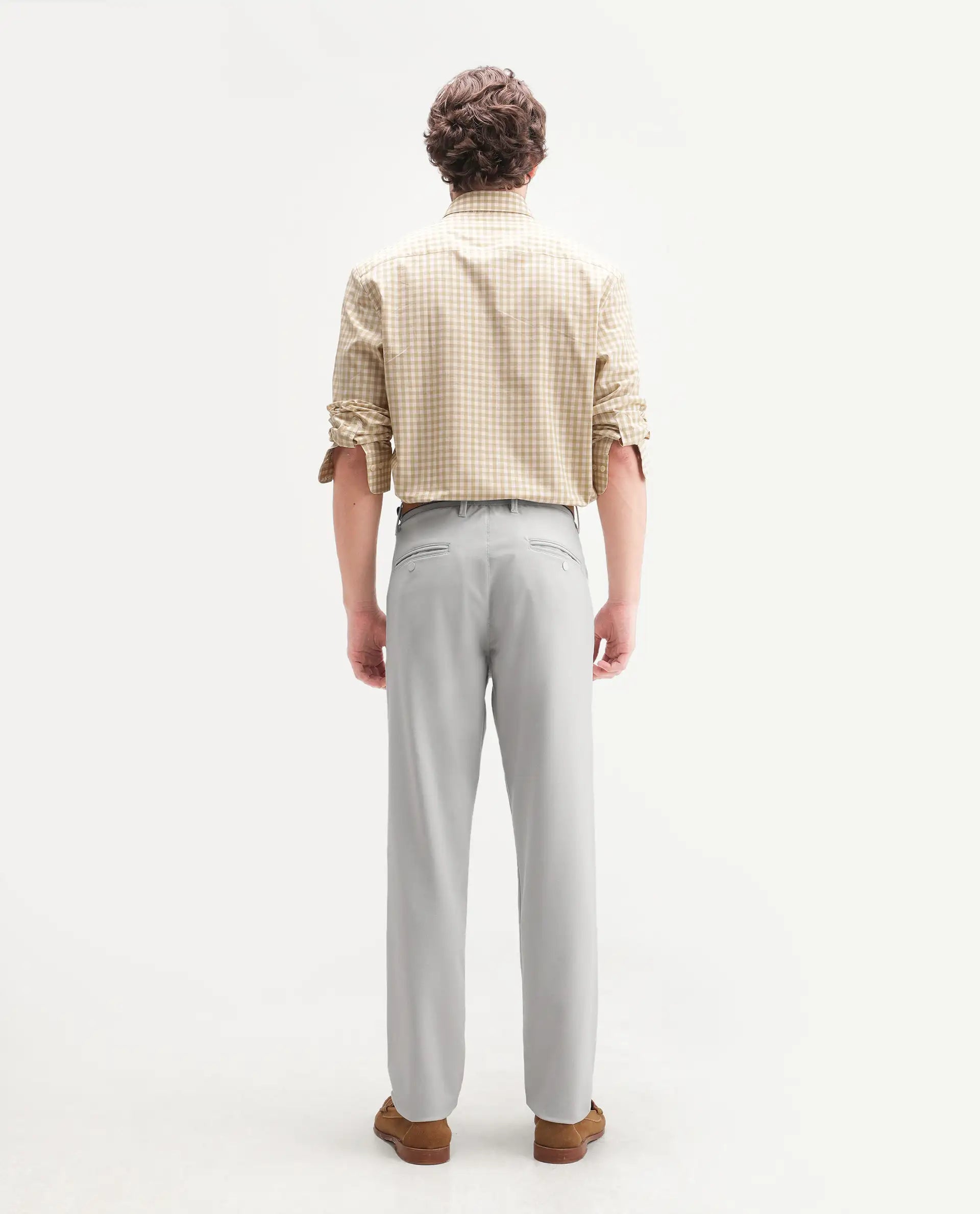 Rare Rabbit Men's Driver-Aw26 Pastel Blue Polyester Blend Fabric Regular Fit Plain Trouser