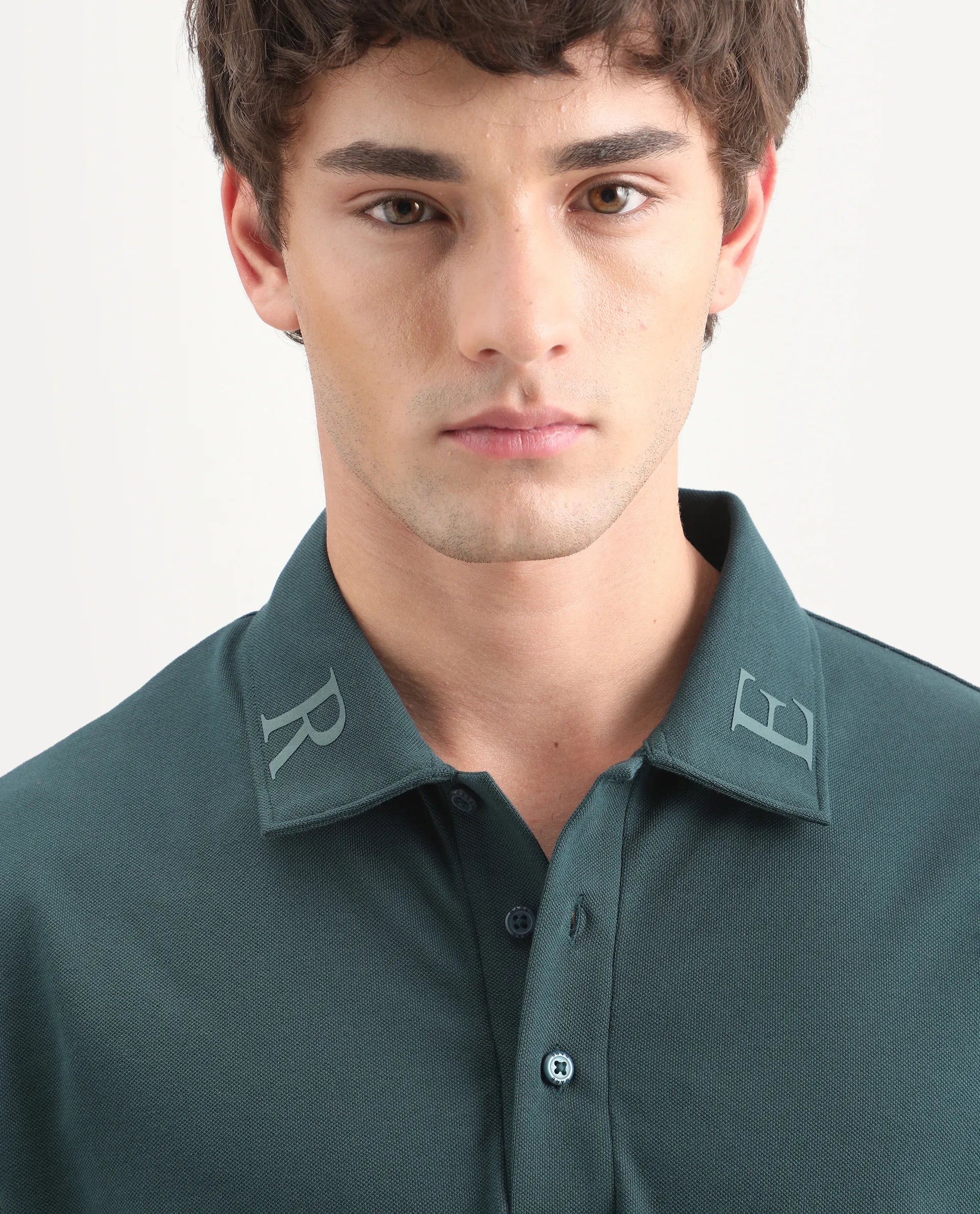 Rare Rabbit Men's Fabios Petrol Cotton Regular Fit Half Sleeves Plain Polo