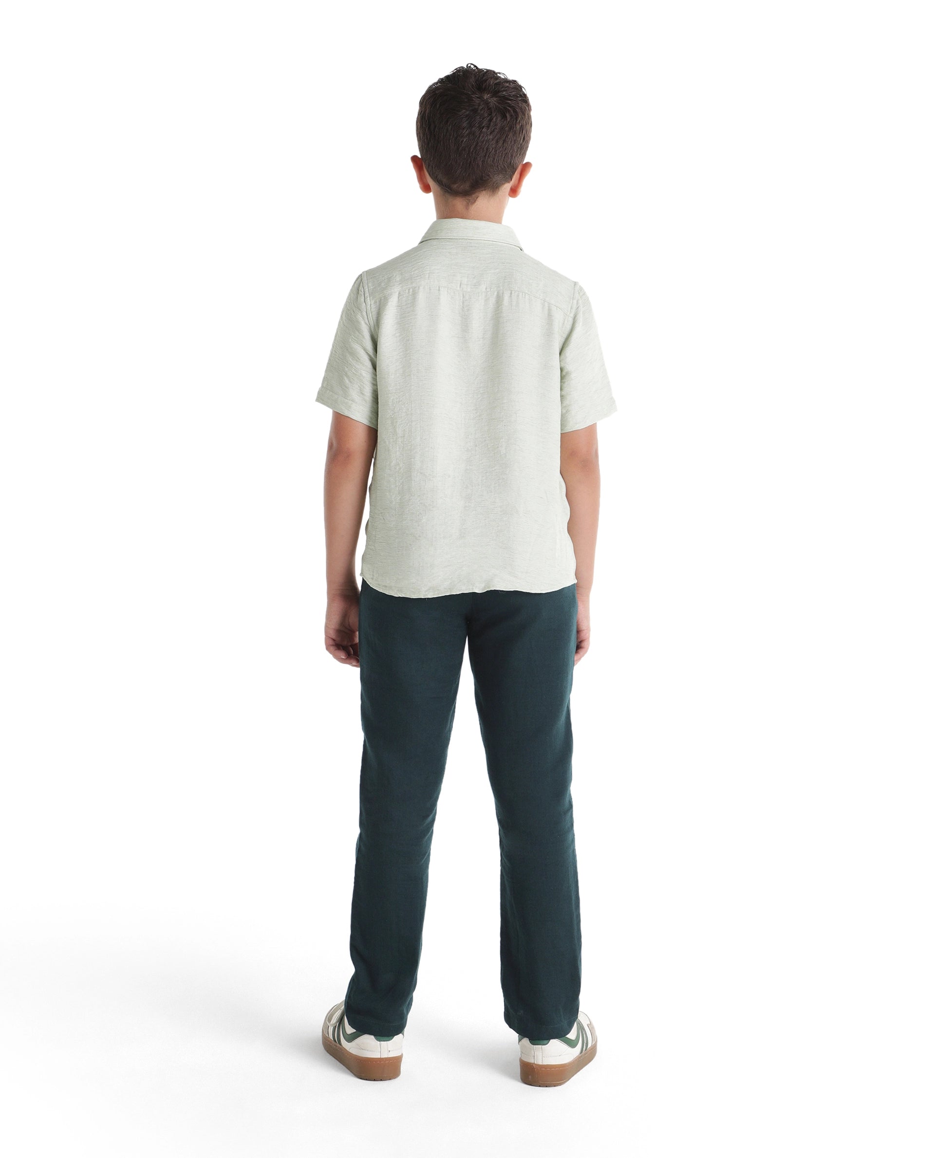 Rare Ones Kids Pastor-K-Aw26 Dark Teal Cotton Fabric Drawstring Closure Regular Fit Trouser