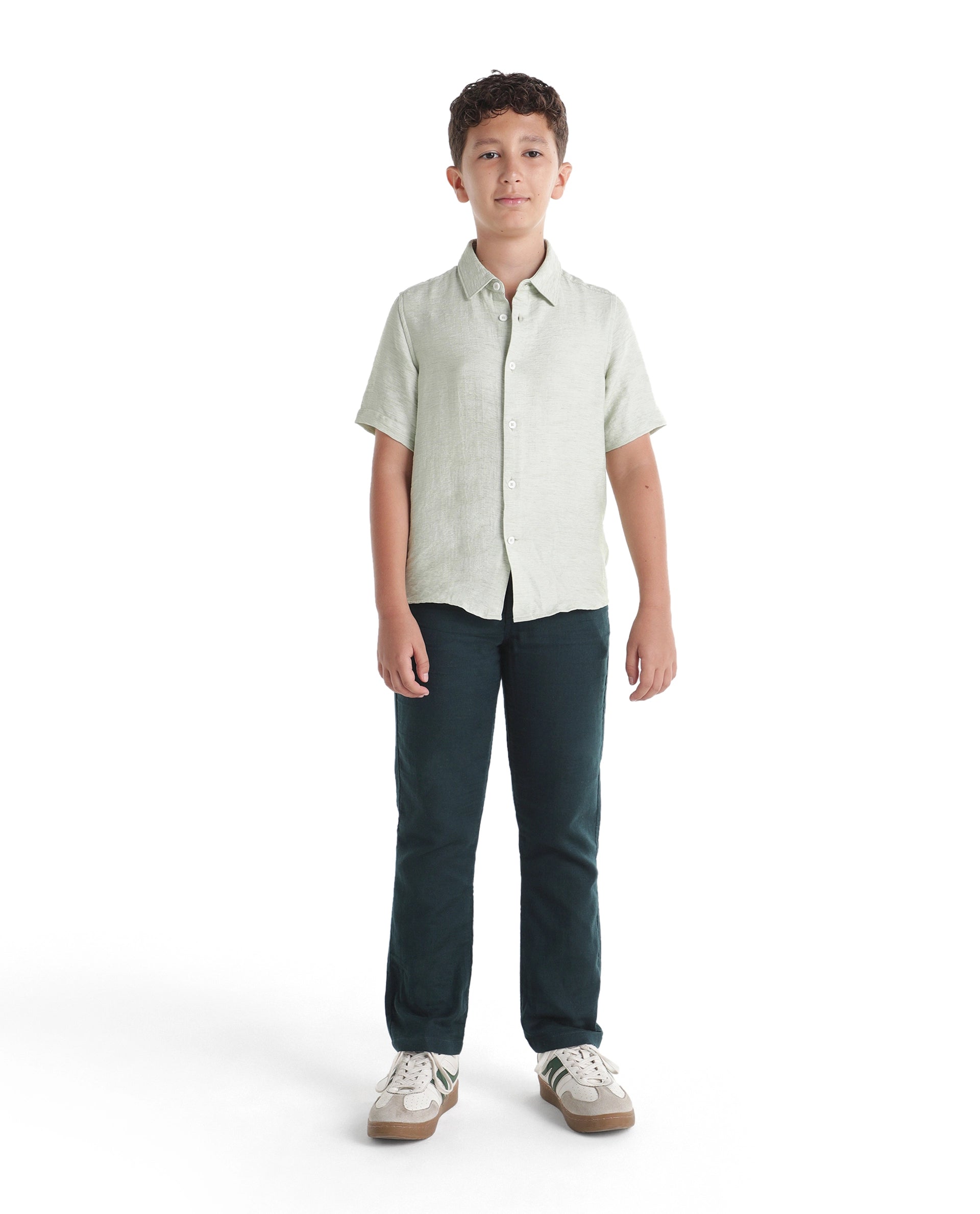 Rare Ones Kids Pastor-K-Aw26 Dark Teal Cotton Fabric Drawstring Closure Regular Fit Trouser