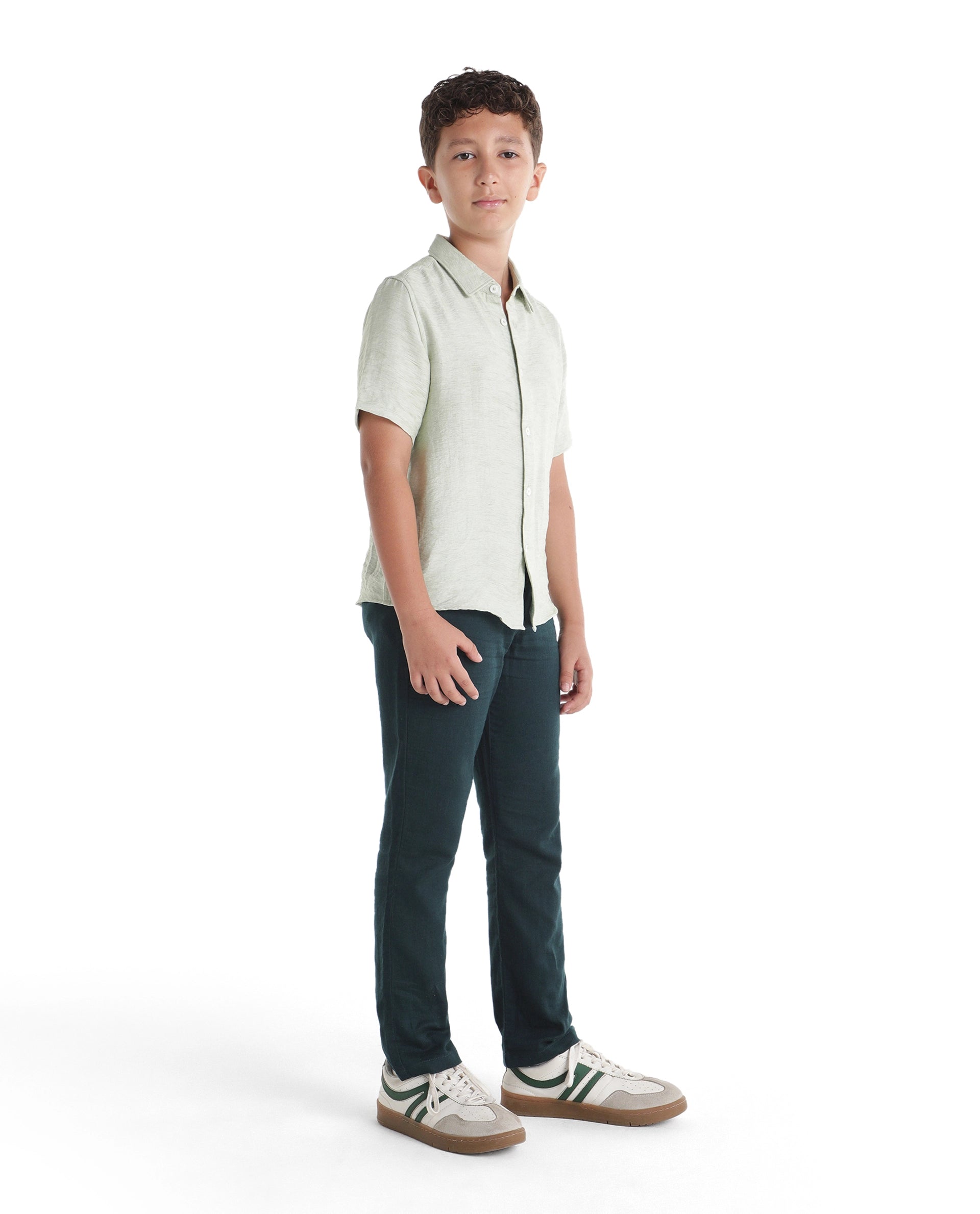 Rare Ones Kids Pastor-K-Aw26 Dark Teal Cotton Fabric Drawstring Closure Regular Fit Trouser