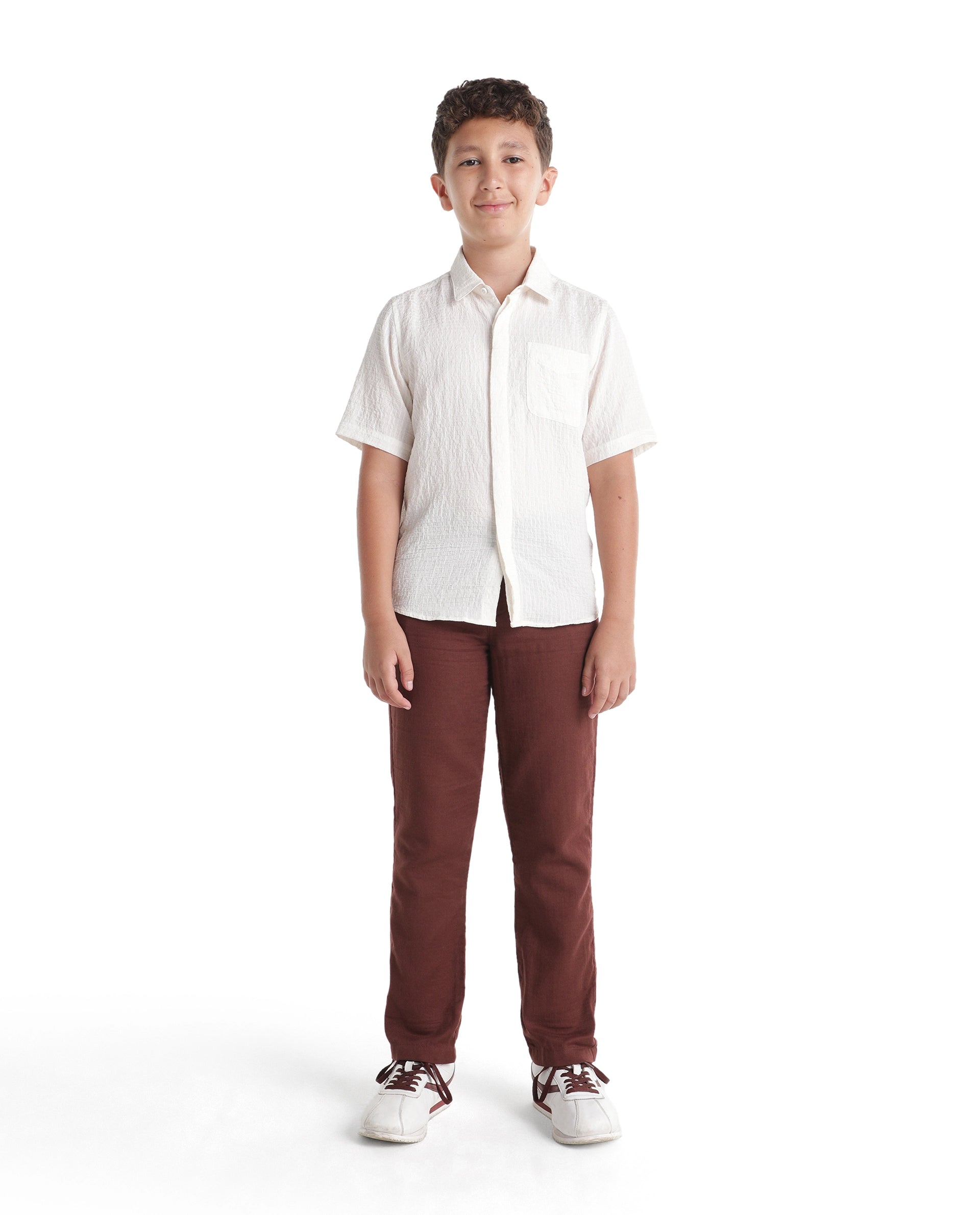 Rare Ones Kids Pastor-K-Aw26 Rust Cotton Fabric Drawstring Closure Regular Fit Trouser