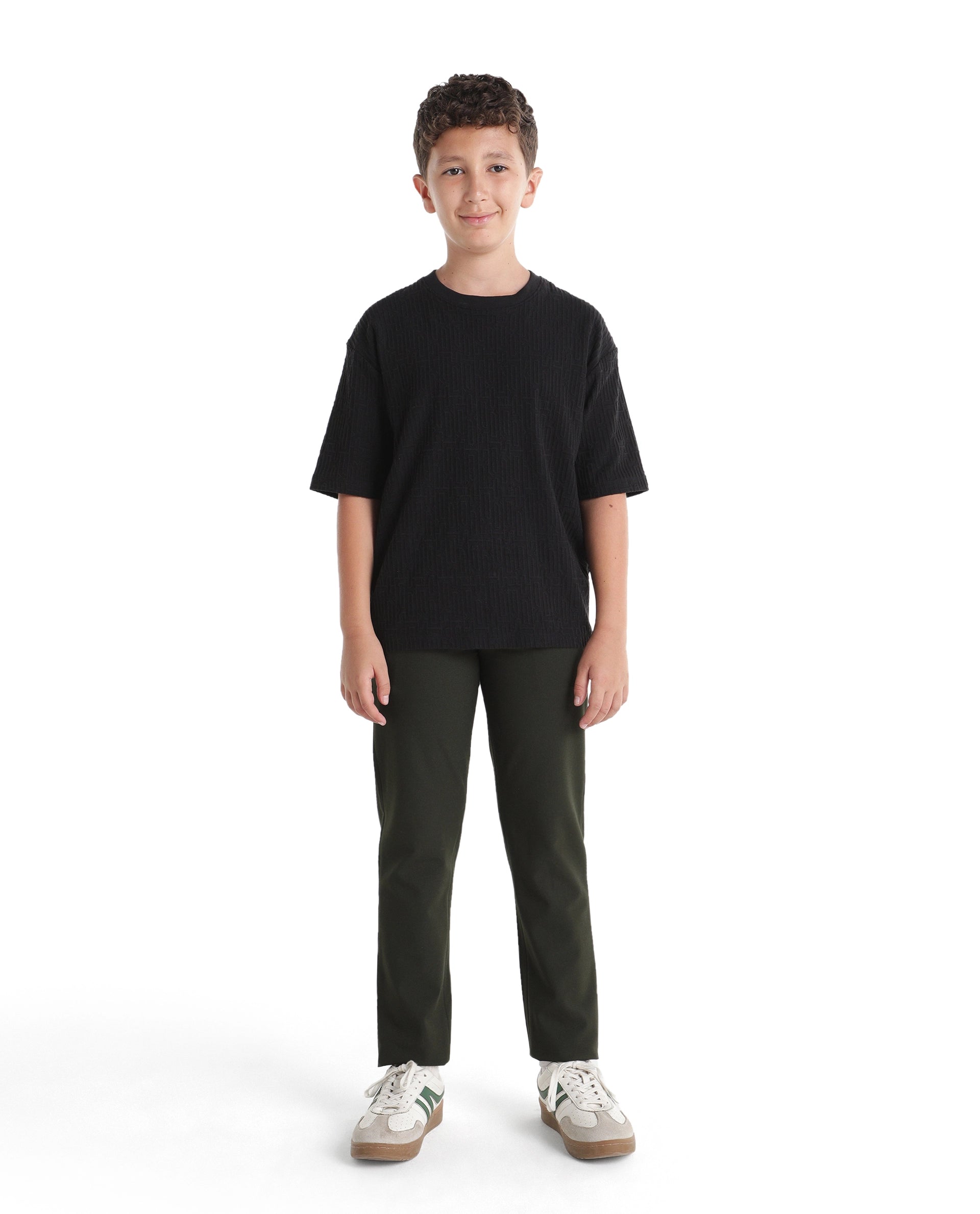 Rare Ones Kids Trove-Aw26 Olive Polyester Blend Fabric Button And Zipper Closure Slim Fit Trouser