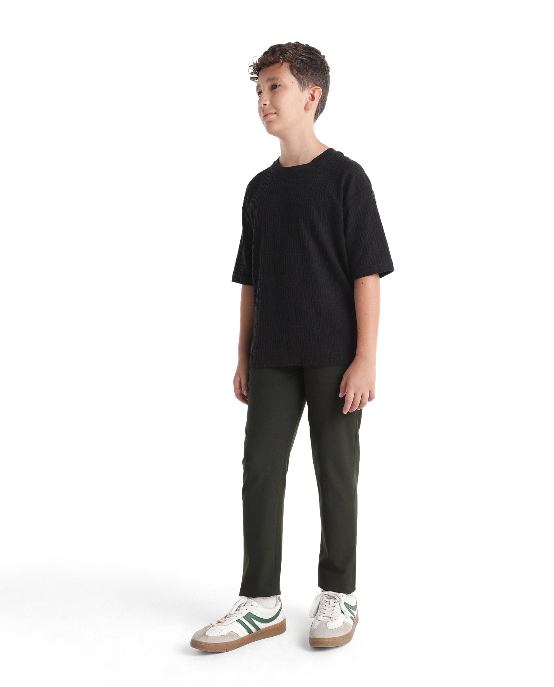 Rare Ones Kids Trove-Aw26 Olive Polyester Blend Fabric Button And Zipper Closure Slim Fit Trouser