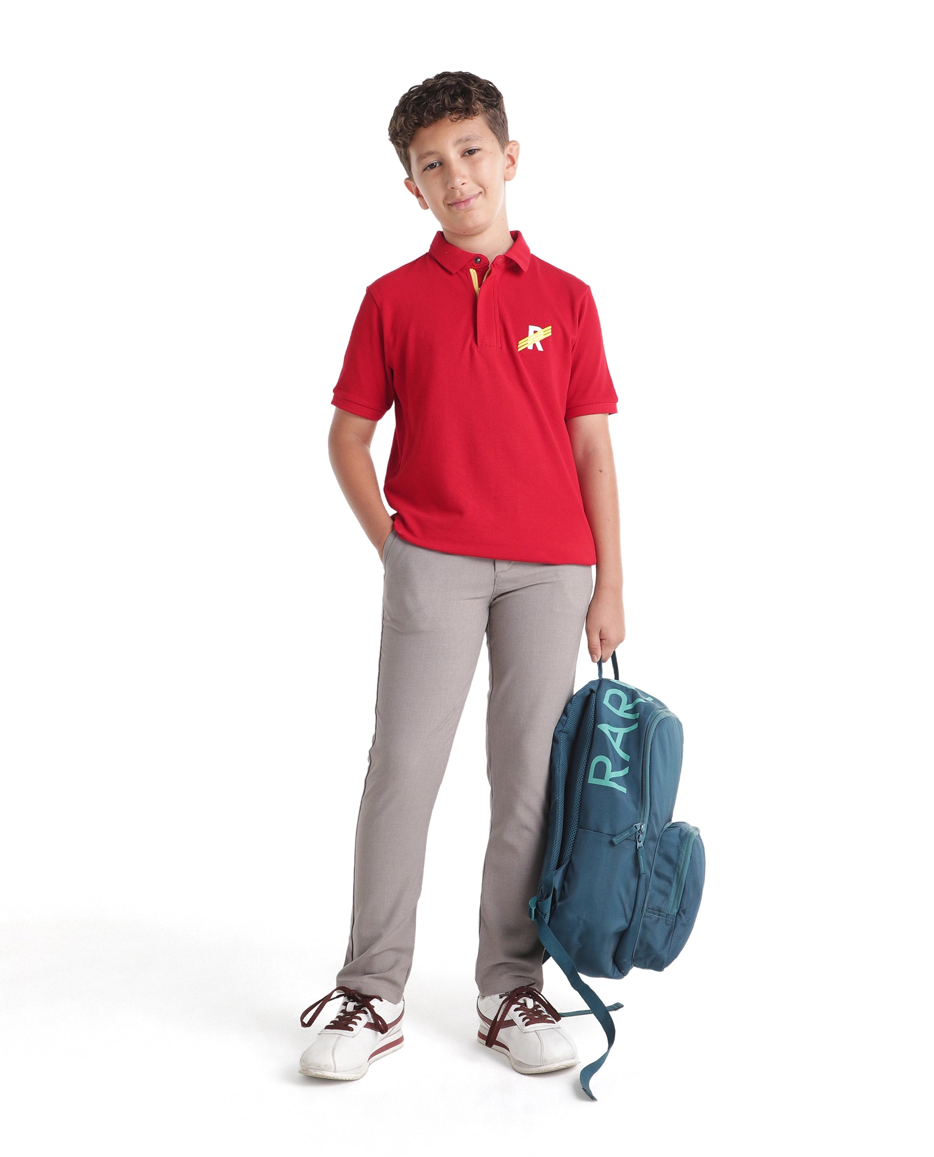 Rare Ones Kids Driver-K Dusky Beige Polyester Blend Fabric Button And Zipper Closure Regular Fit Trouser