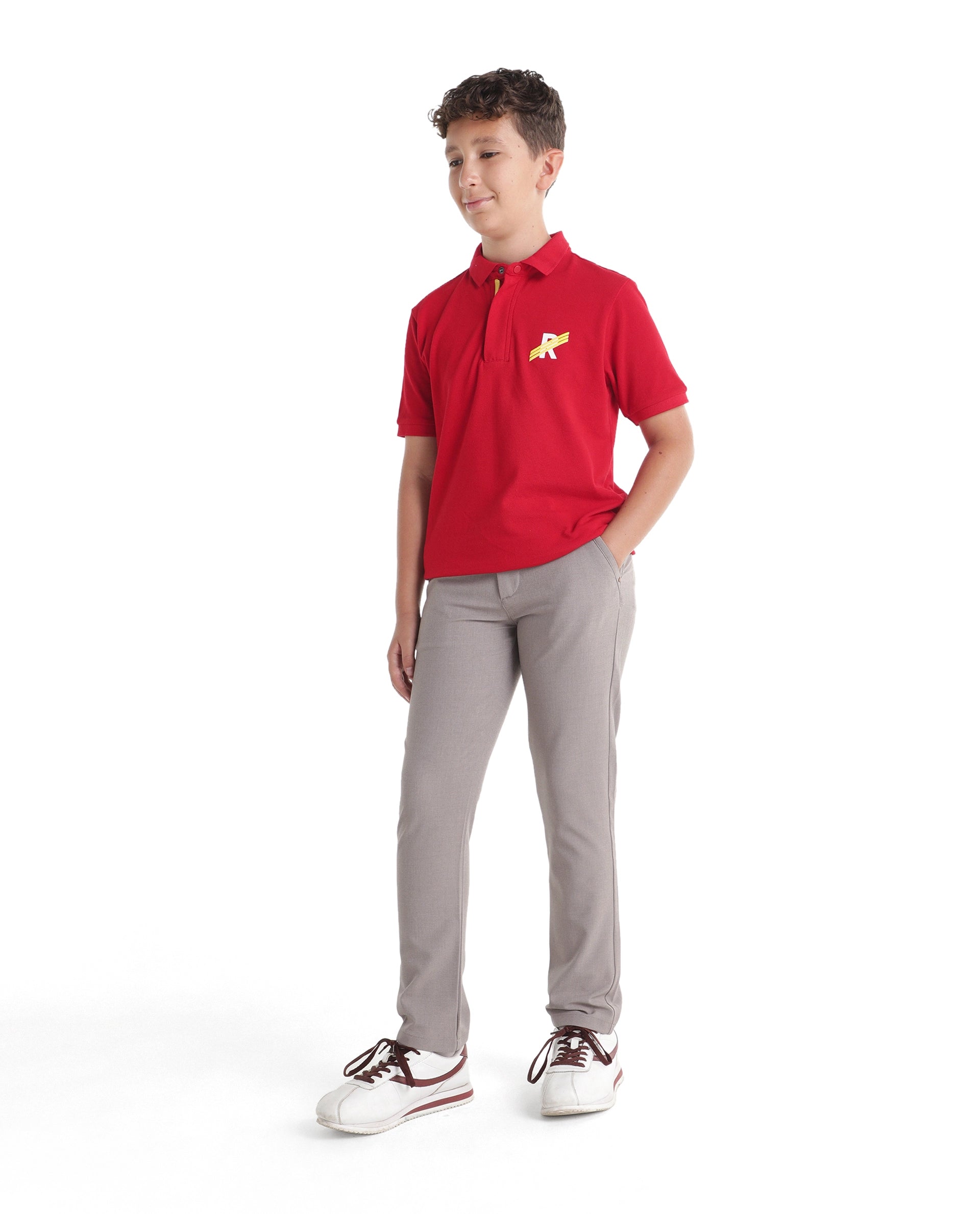 Rare Ones Kids Driver-K Dusky Beige Polyester Blend Fabric Button And Zipper Closure Regular Fit Trouser