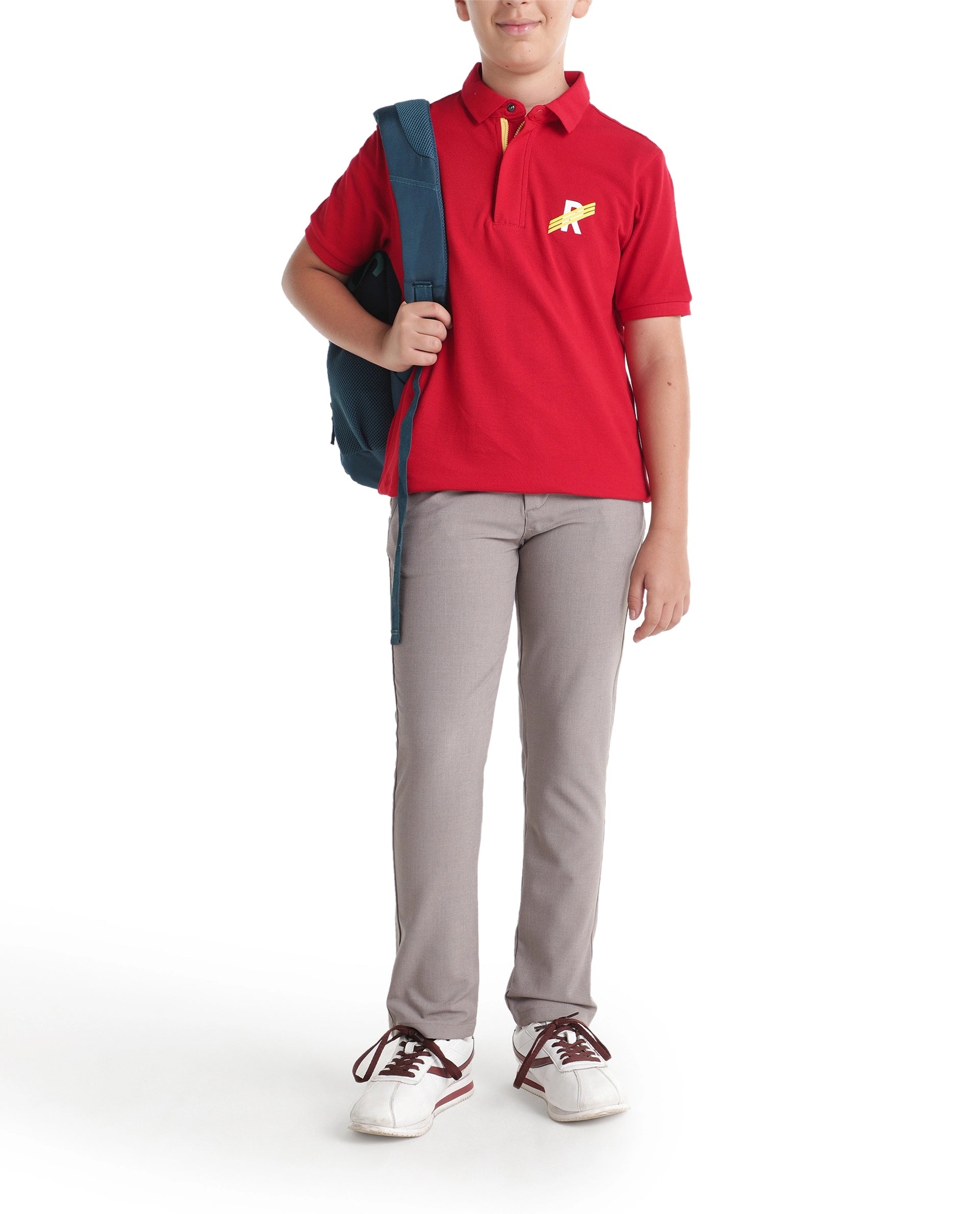 Rare Ones Kids Driver-K Dusky Beige Polyester Blend Fabric Button And Zipper Closure Regular Fit Trouser