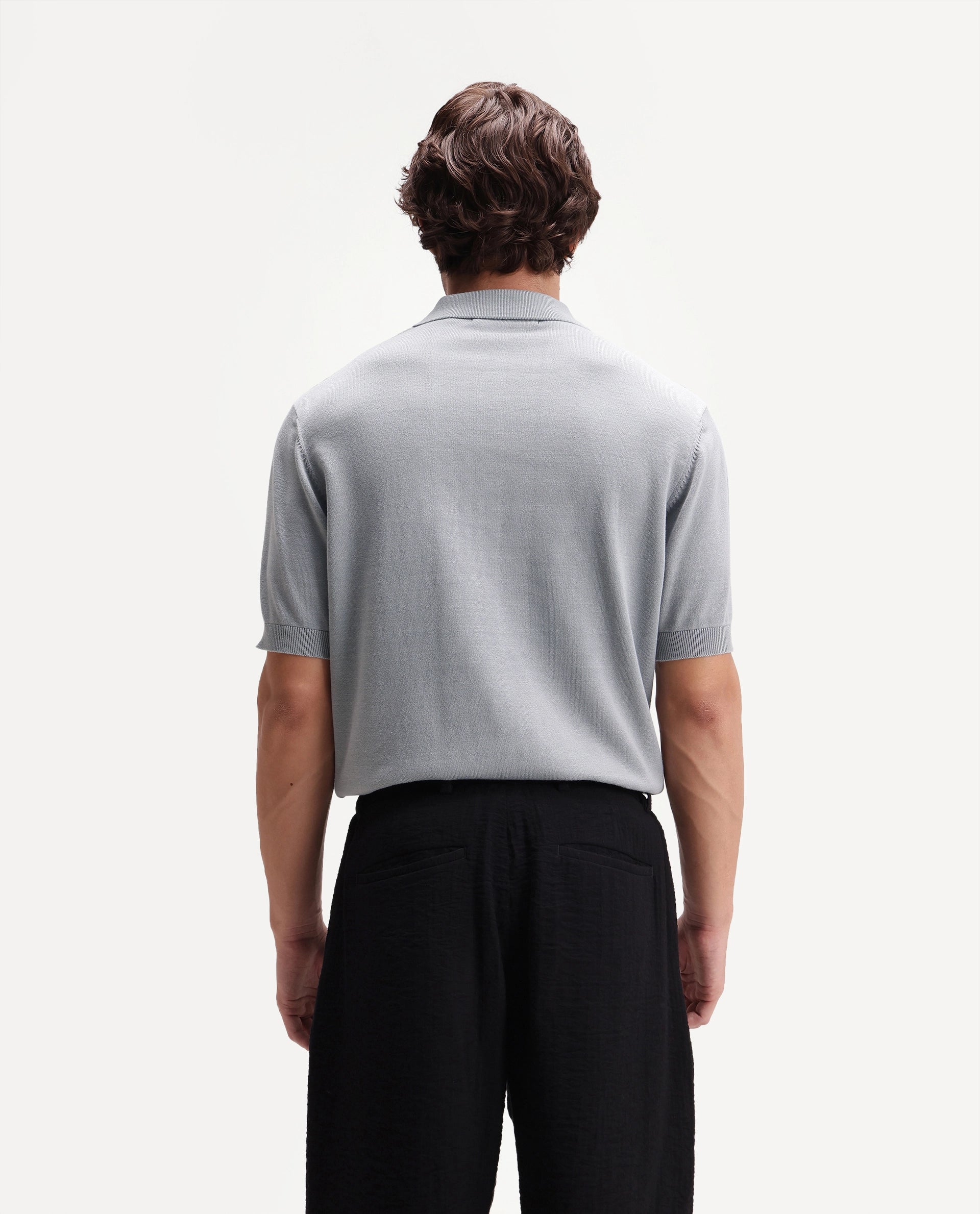 Rare Rabbit Men's Prito Dusky Blue Cotton Spread Collar Regular Plain Polo
