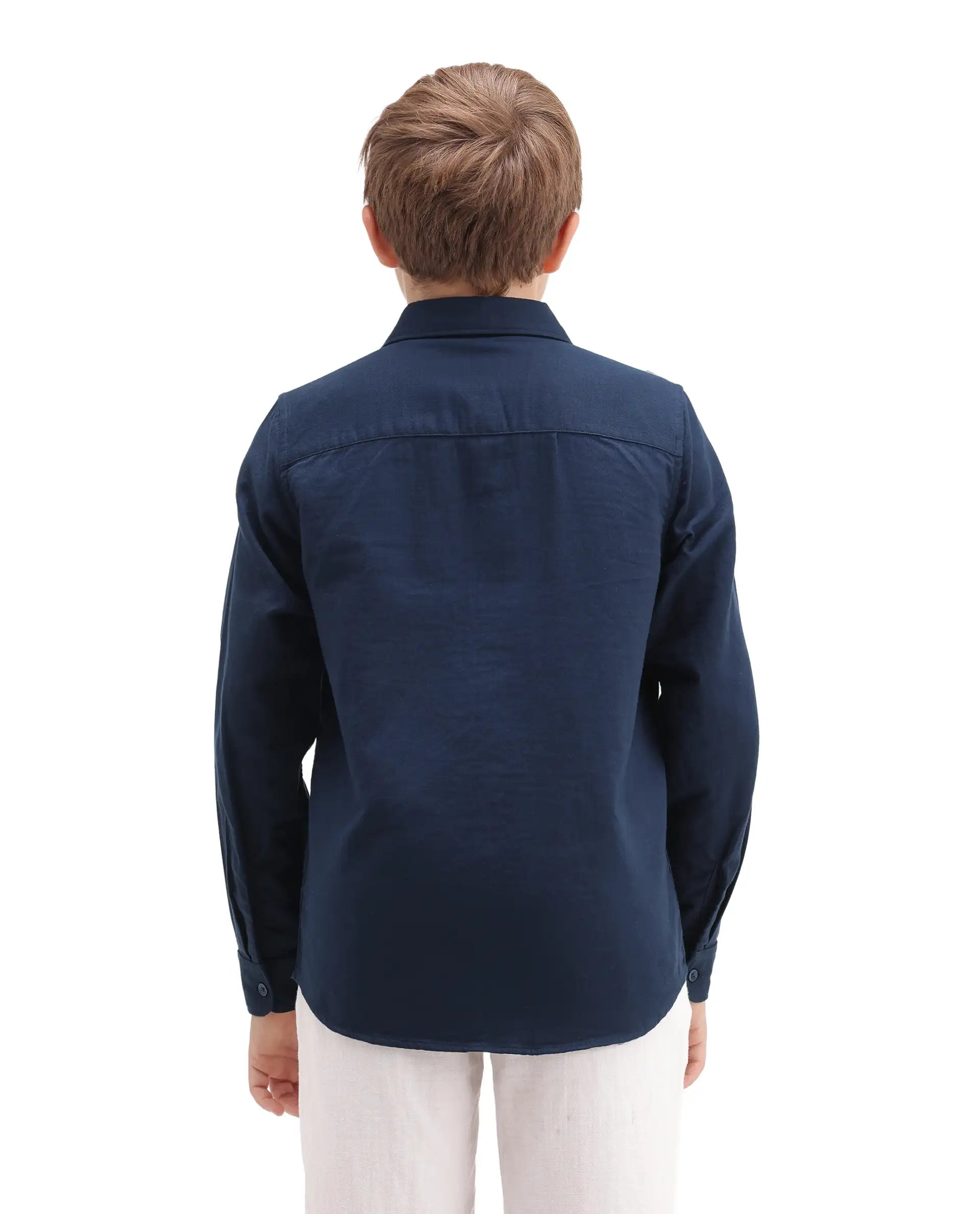 Rare Ones Kids Presso-T-K Dark Navy Cotton Fabric Button Closure Regular Plain Shirt