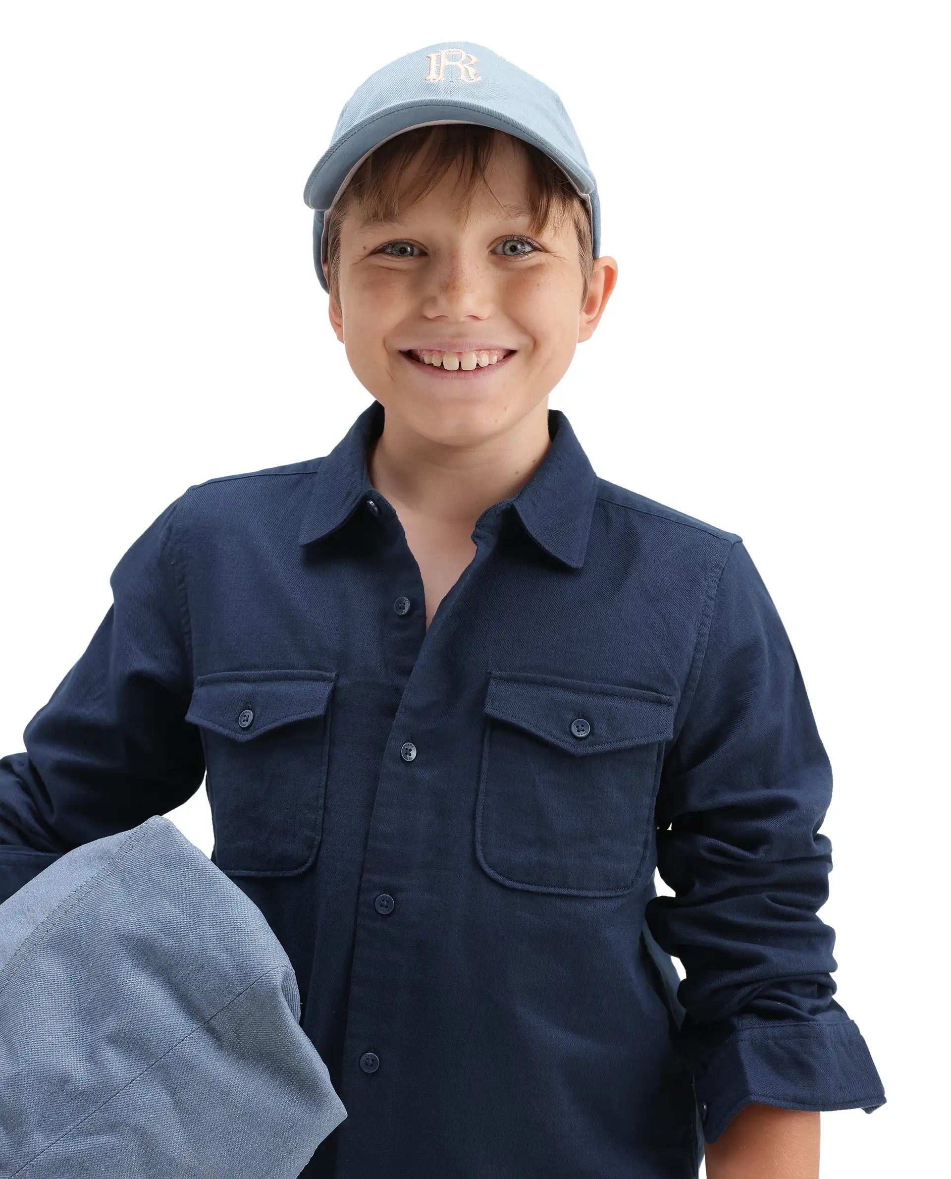 Rare Ones Kids Presso-T-K Dark Navy Cotton Fabric Button Closure Regular Plain Shirt