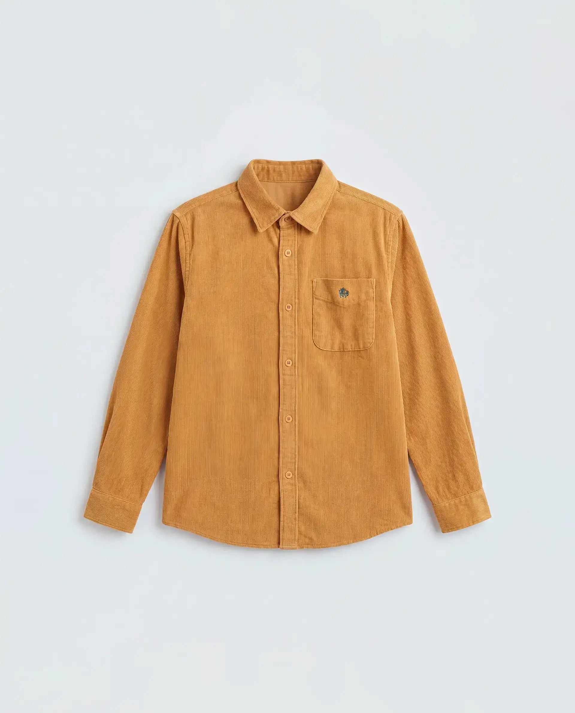 Rare Ones Kids Ceon Mustard Cotton Fabric Button Closure Regular Plain Shirt
