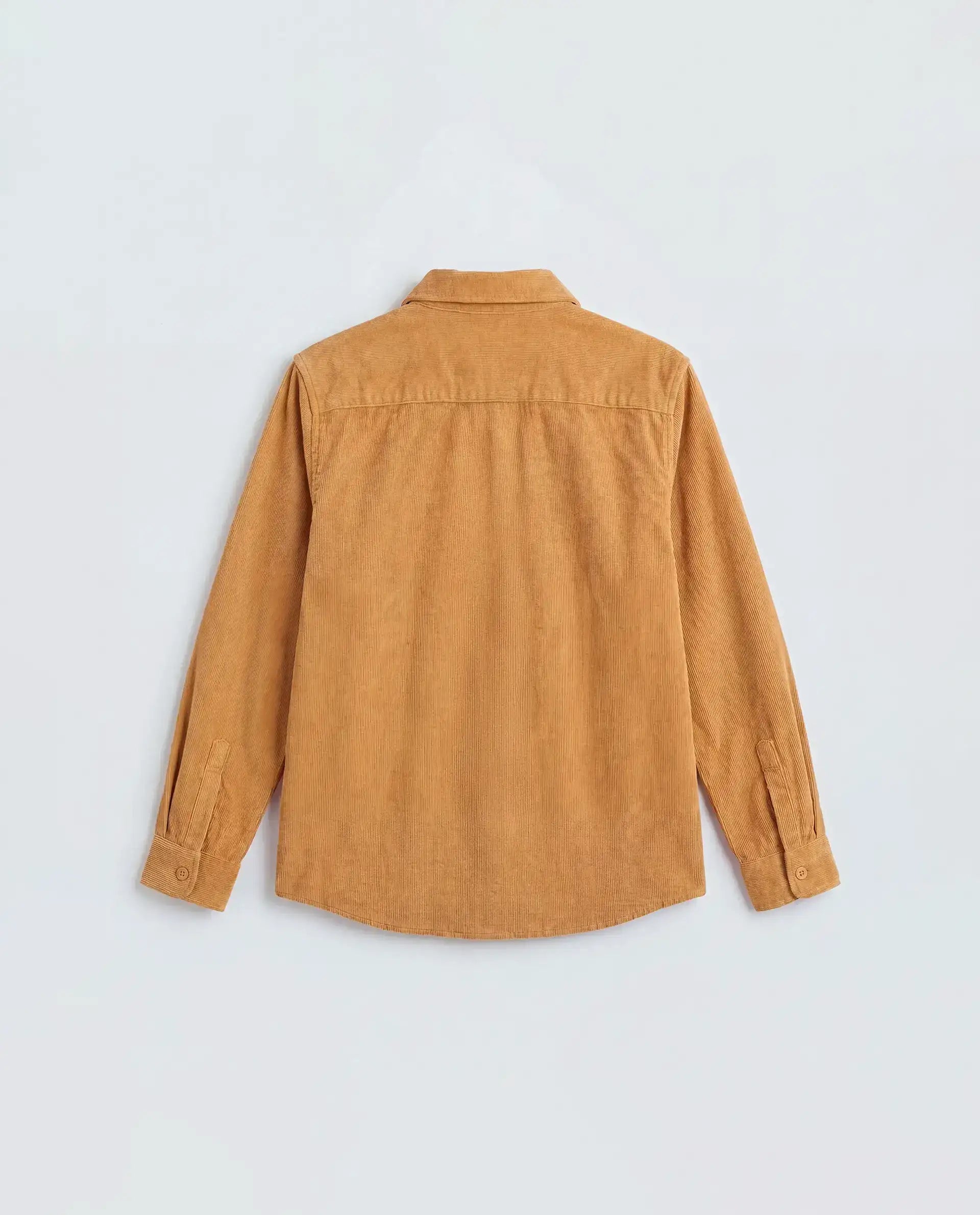 Rare Ones Kids Ceon Mustard Cotton Fabric Button Closure Regular Plain Shirt