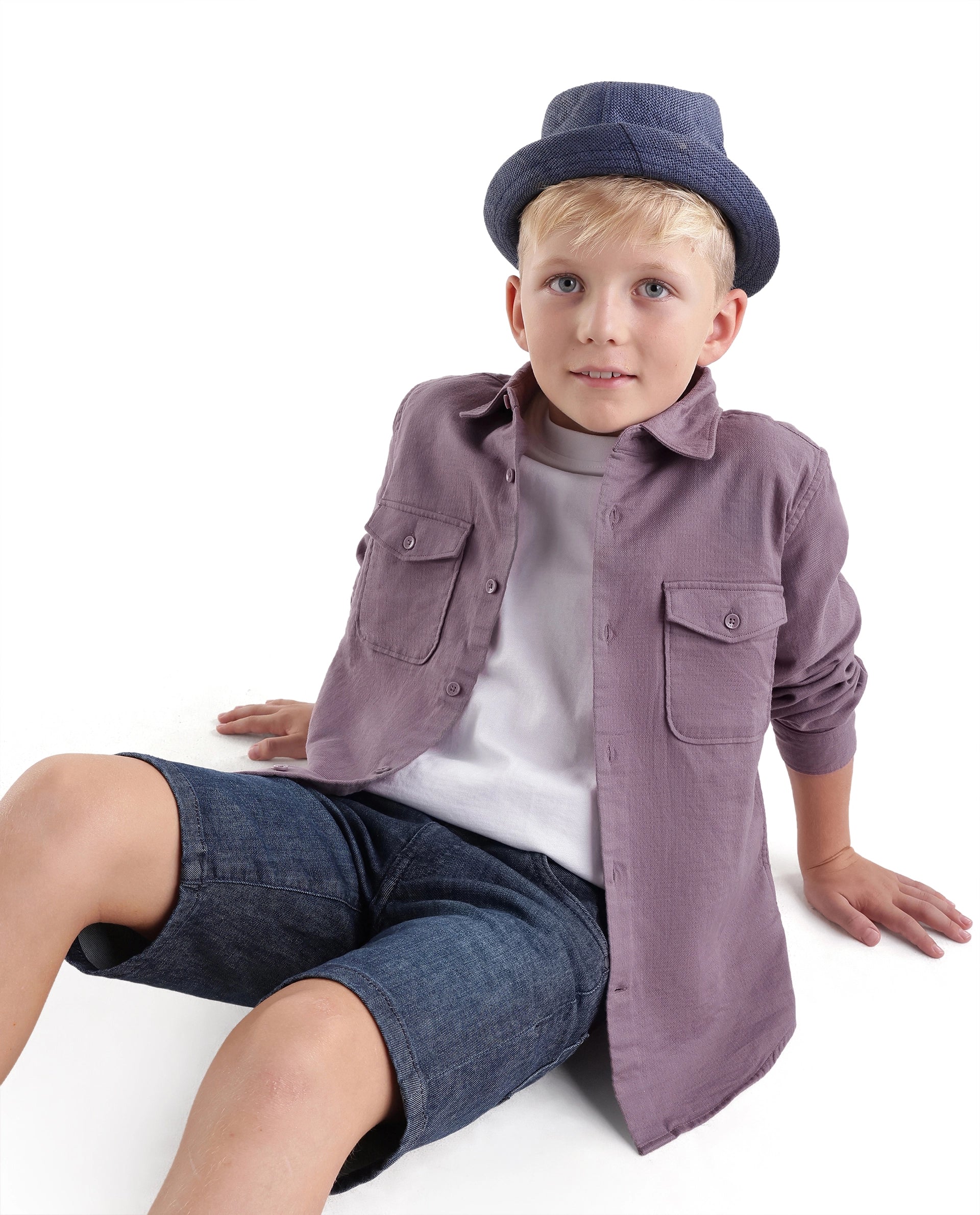 Rare Ones Kids Presso-T-K Dusky Pink Cotton Fabric Button Closure Regular Plain Shirt