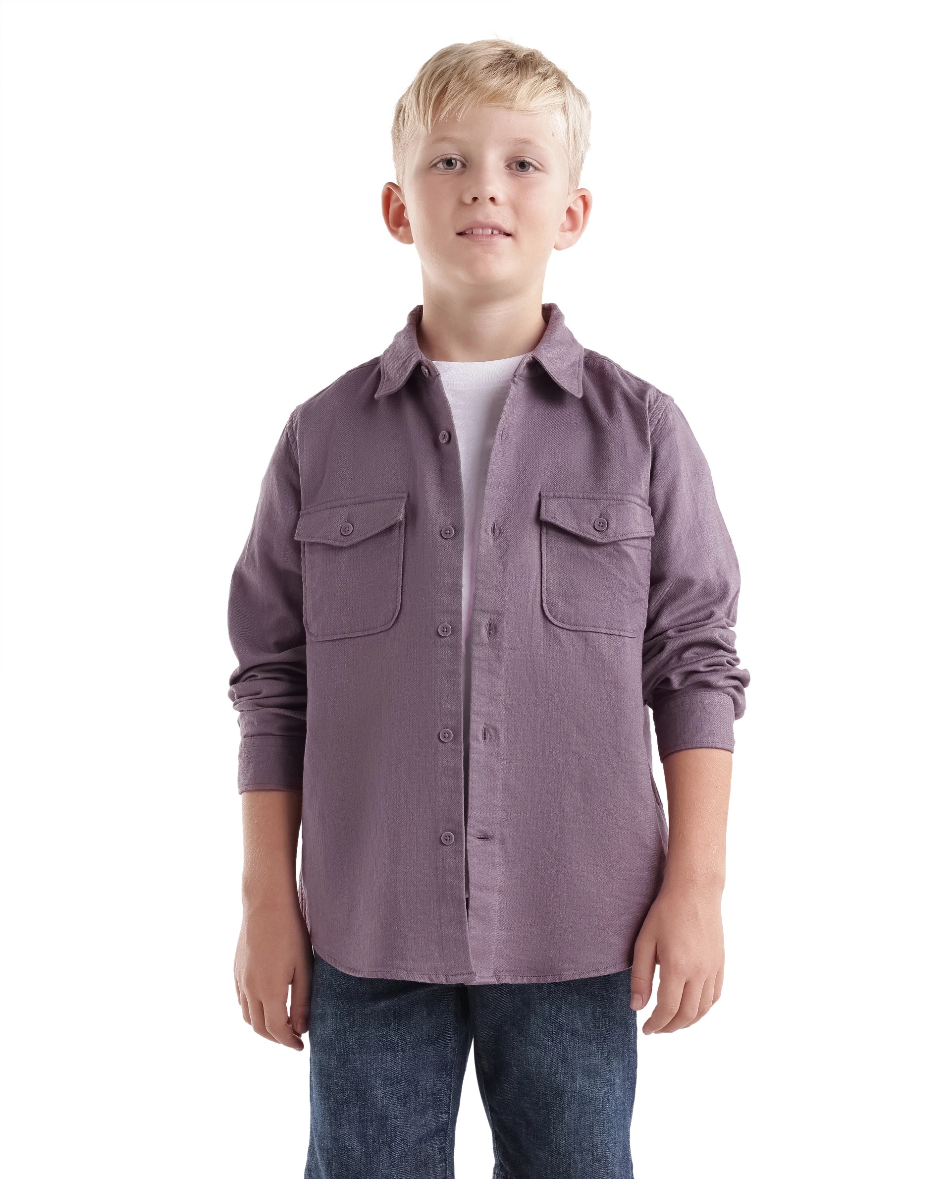 Rare Ones Kids Presso-T-K Dusky Pink Cotton Fabric Button Closure Regular Plain Shirt