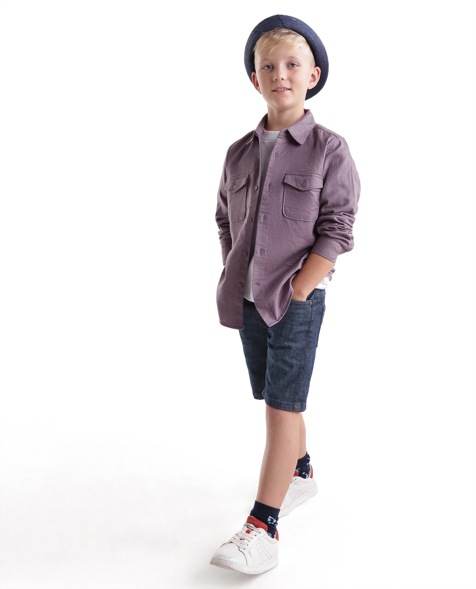 Rare Ones Kids Presso-T-K Dusky Pink Cotton Fabric Button Closure Regular Plain Shirt