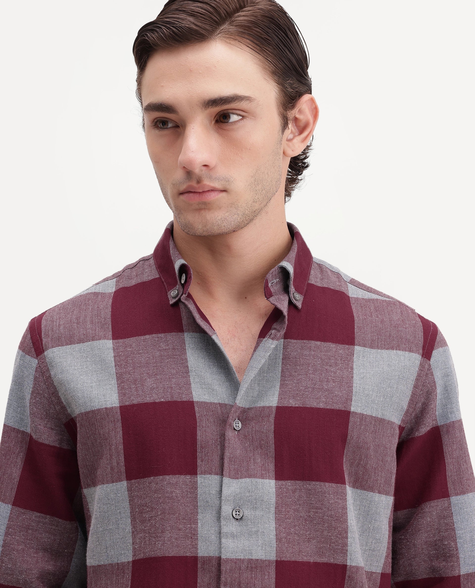 Rare Rabbit Men's Tenz Primary Red Cotton Blend Spread Collar Regular Checks Shirt