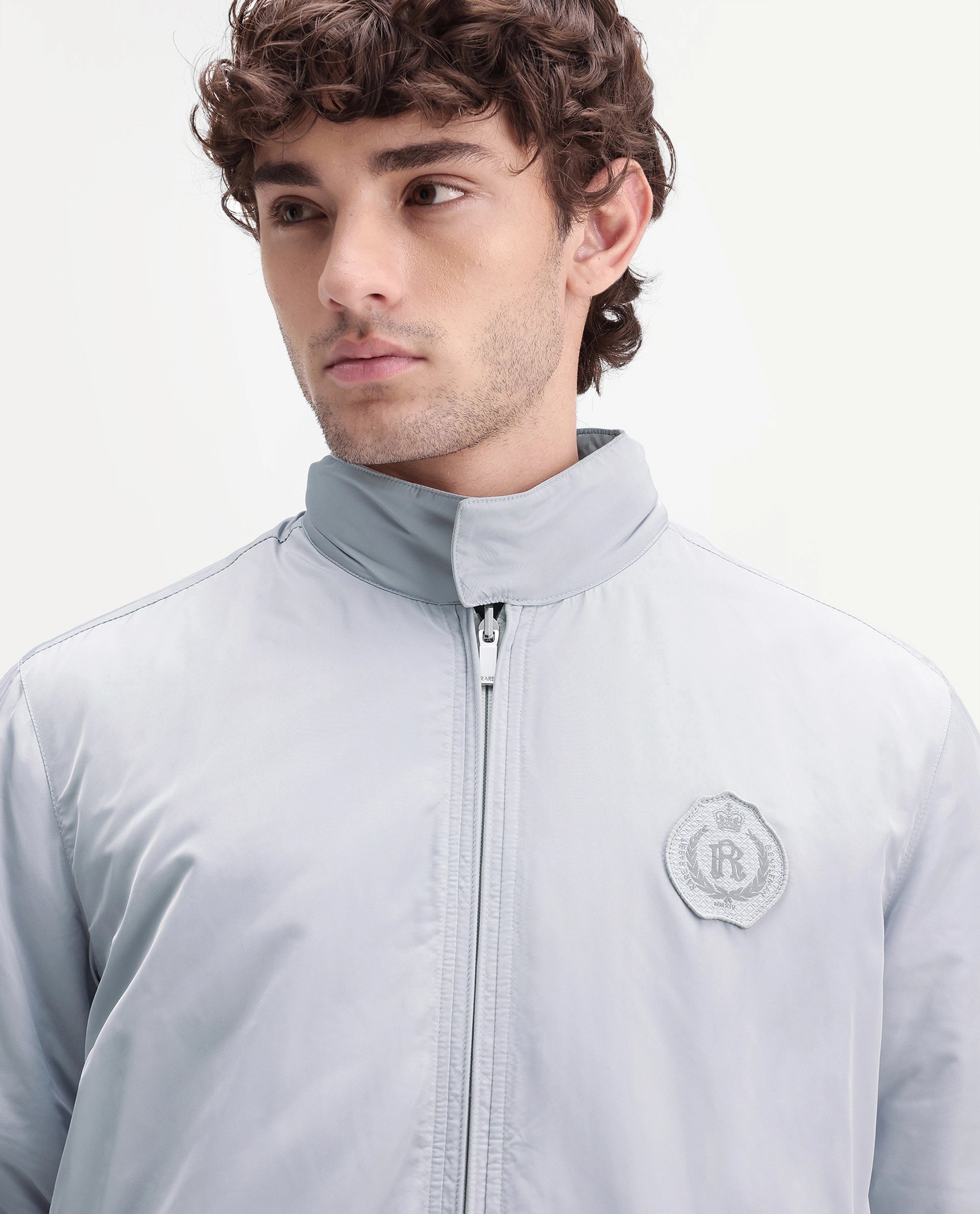 Rare Rabbit Men's Royban-26 Primary Off White Polyester High Neck Regular Plain Jacket