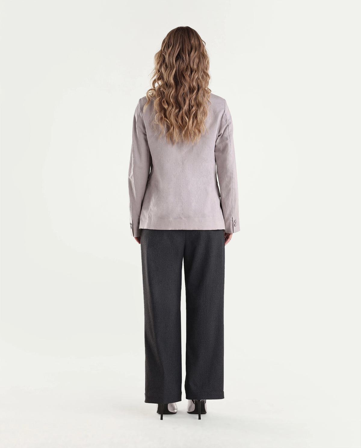 Rareism Women's Srait-Aw26 Grey Polyester Blend Straight Plain Trouser