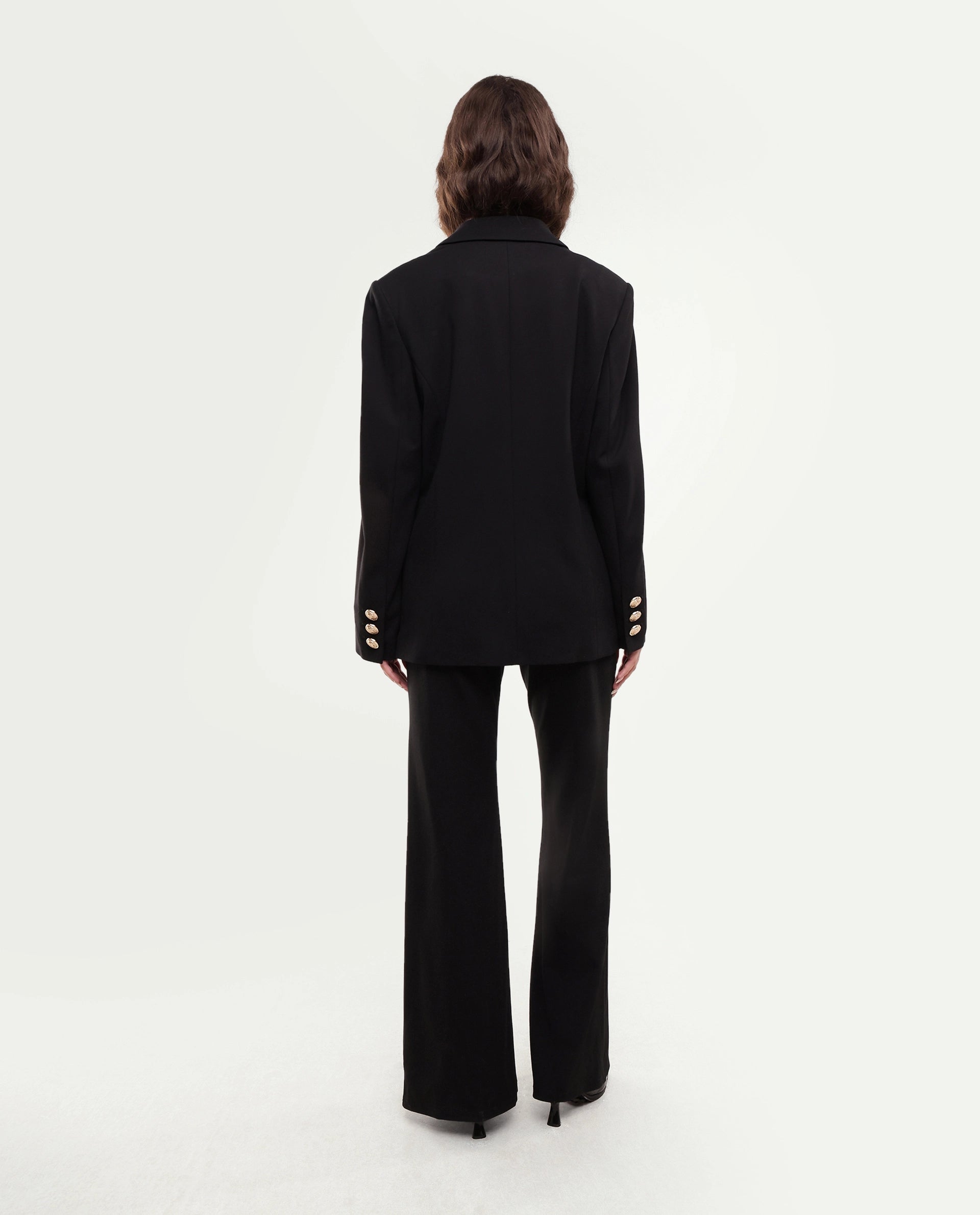 Rareism Women's Pango Black Viscose Blend Straight Plain Trouser