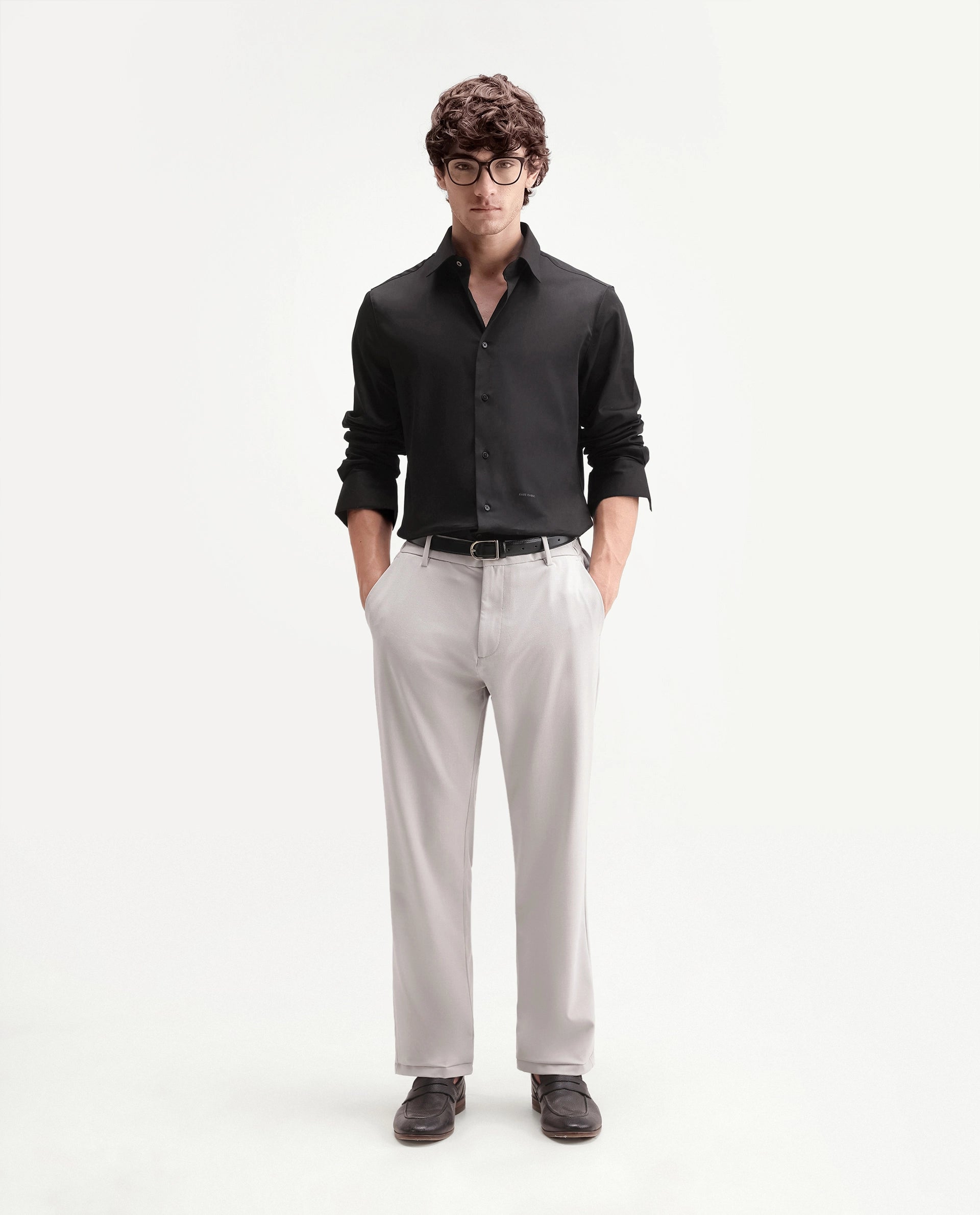 Rare Rabbit Men's Travel-W-Aw26 Beige Polyester Blend Button And Zip Regular Plain Trouser