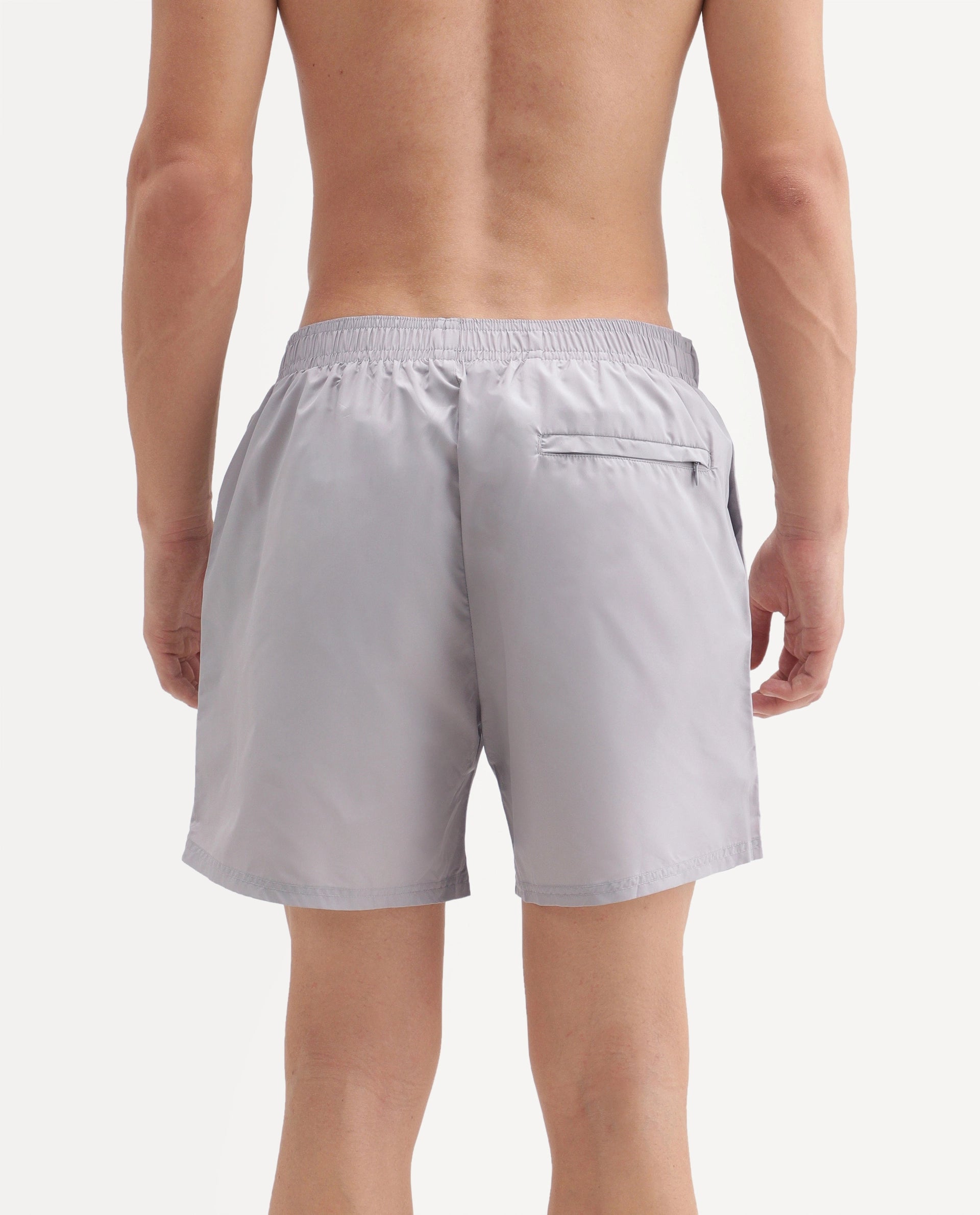 Rare Rabbit Men's Kort Aw26 Grey Polyester Belt Regular Plain Swim Trunks