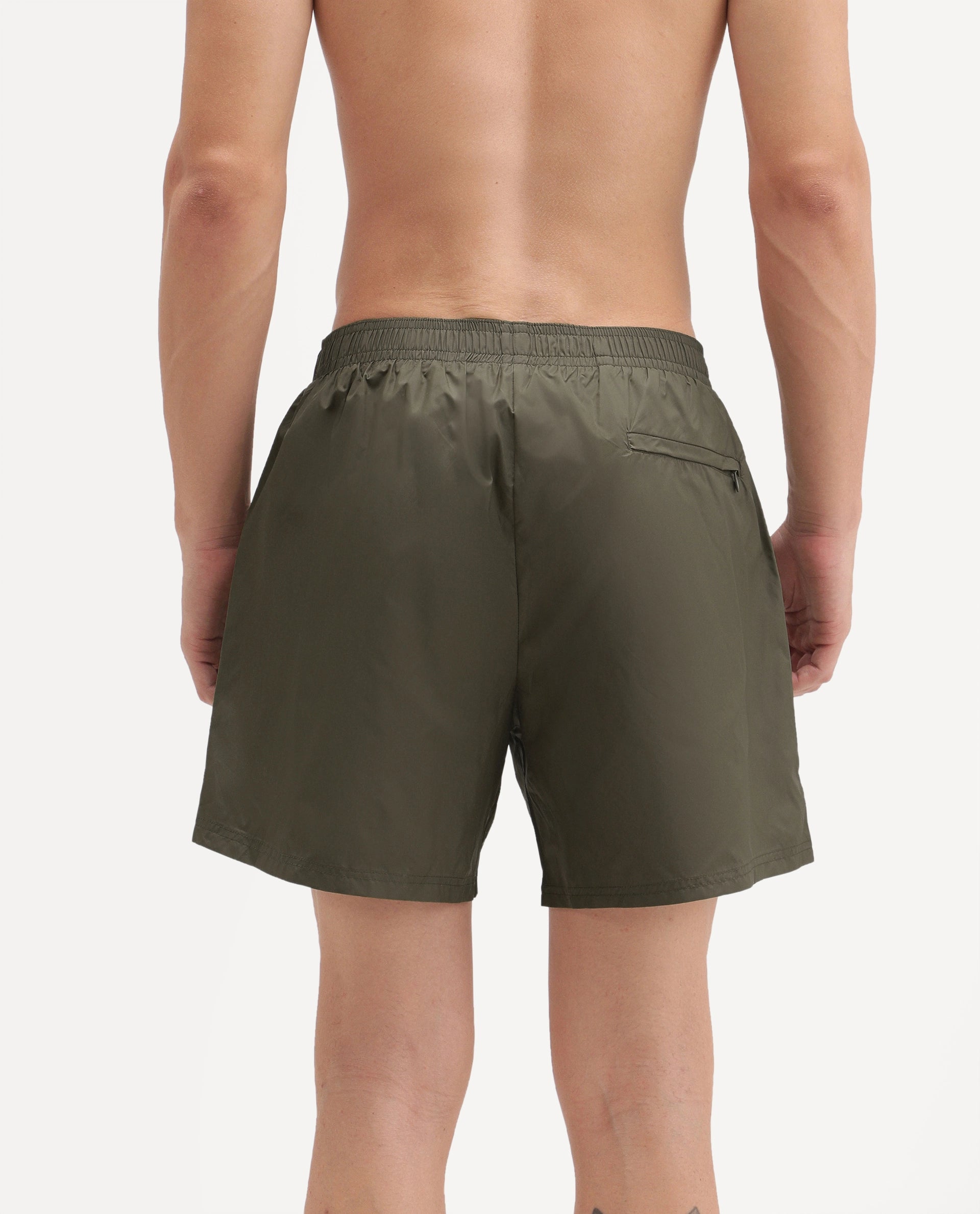 Rare Rabbit Men's Kort Aw26 Olive Polyester Belt Regular Plain Swim Trunks