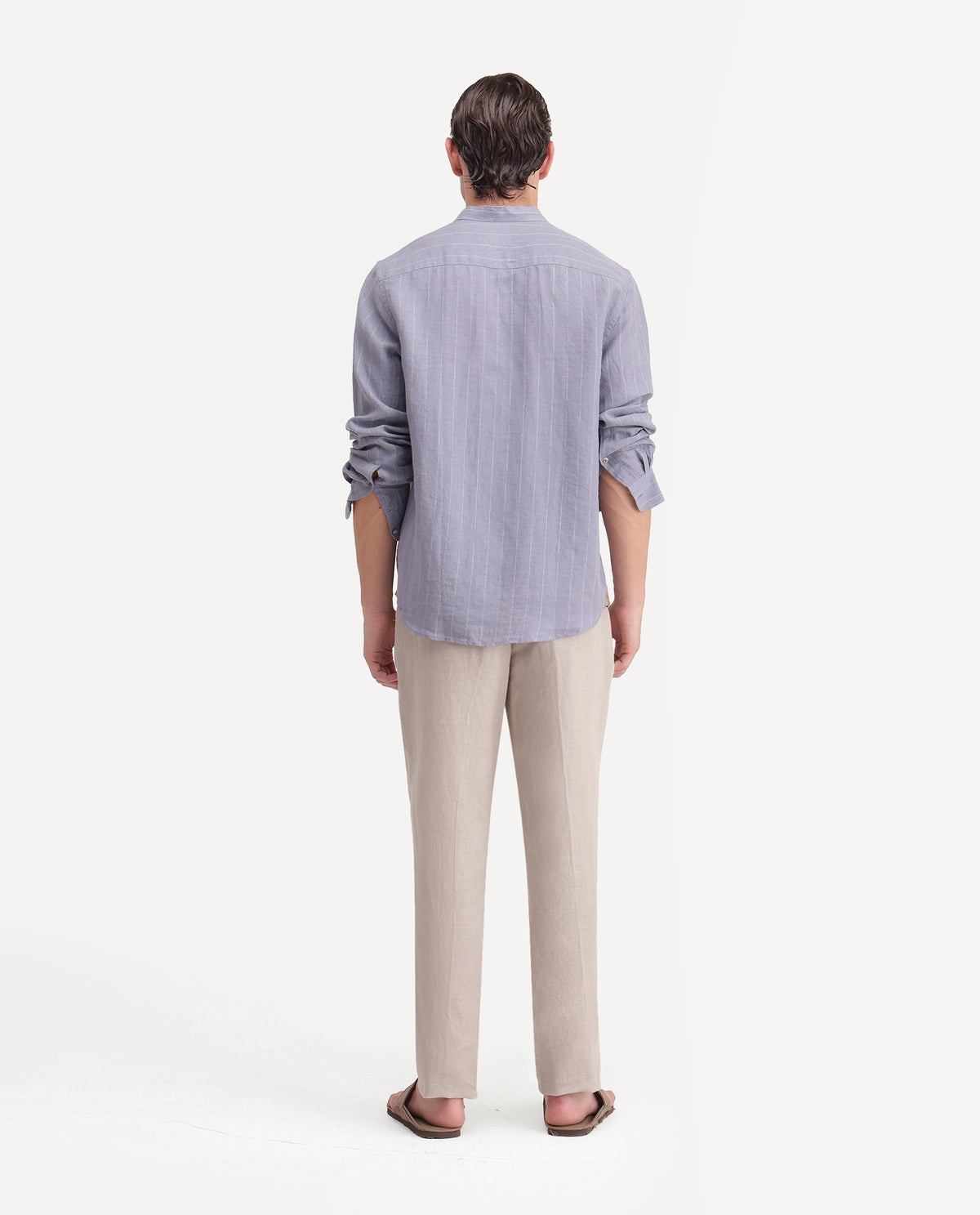 Rare Rabbit Men's Arcelo-A26 Beige 100% Linen Regular Fit Plain Trouser