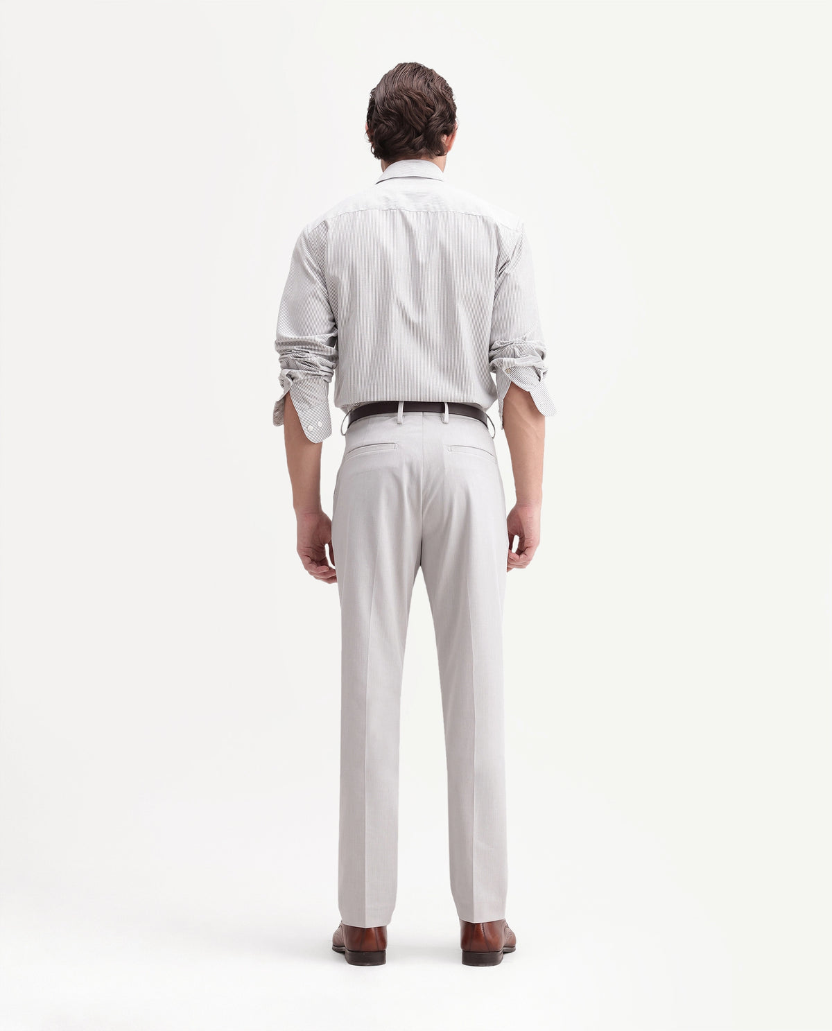 Rare Rabbit Men's Arcade-A26 Light Grey Polyester Blend Regular Fit Plain Trouser