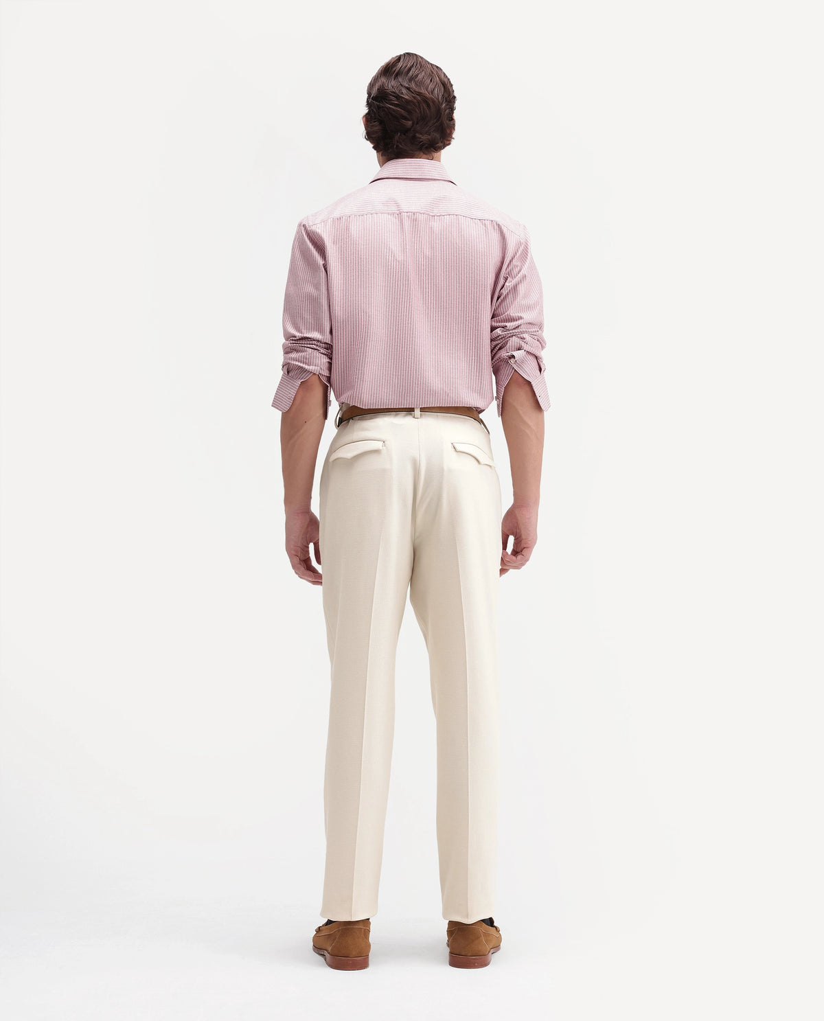 Rare Rabbit Men's Austin-A26 Off White Polyester Blend Regular Fit Plain Trouser