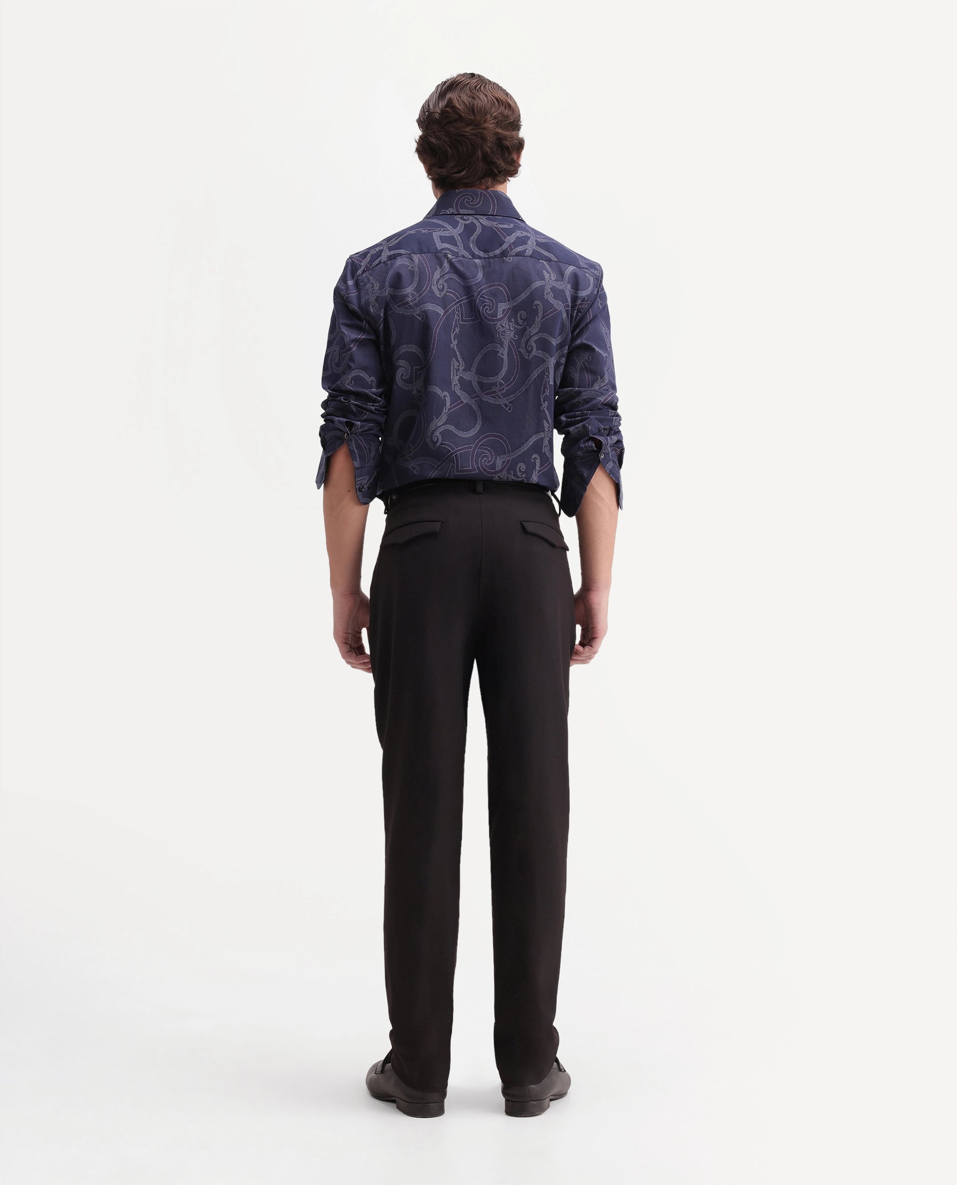 Rare Rabbit Men's Austin-A26 Dark Maroon Polyester Blend Regular Fit Plain Trouser